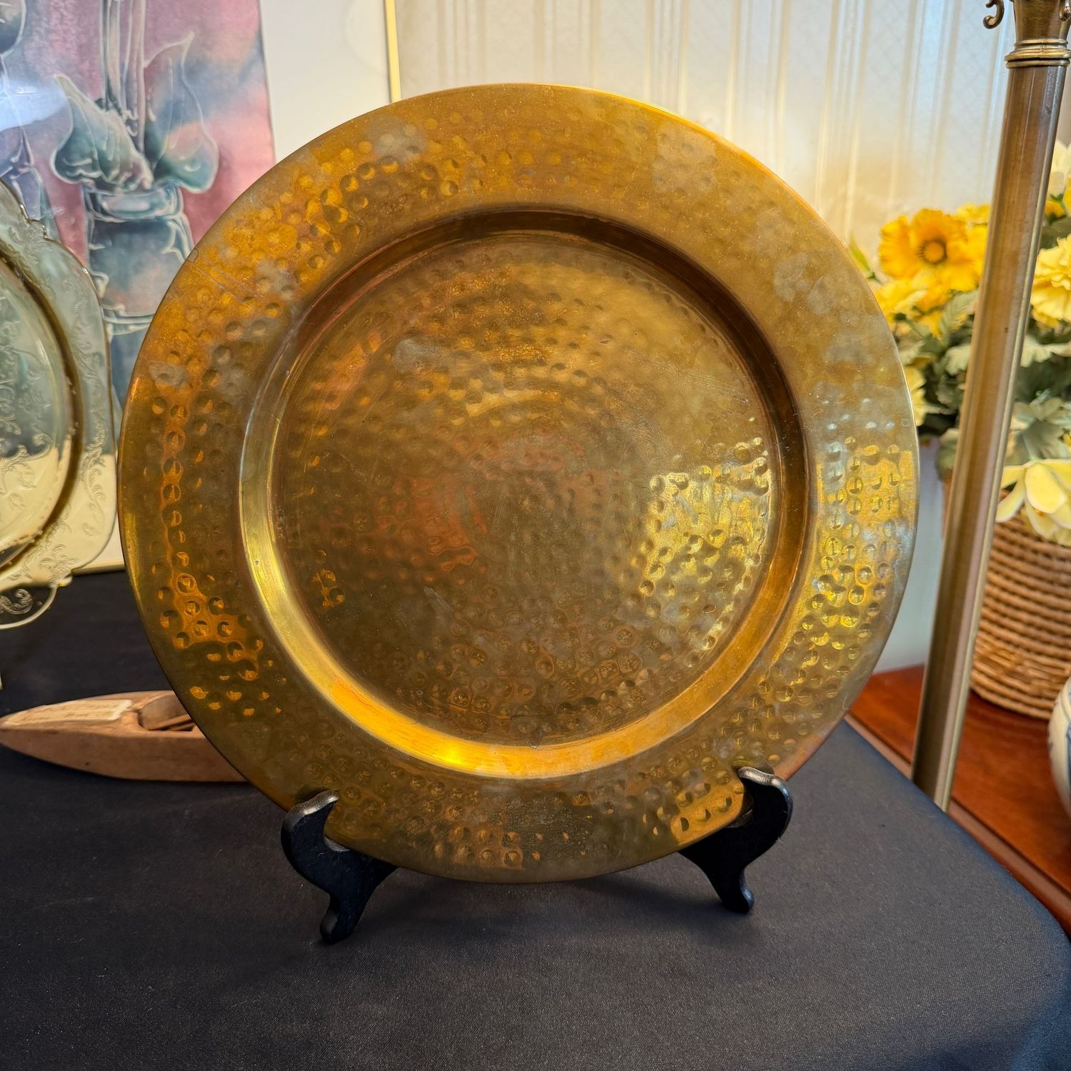Hammered brass plate, 12"