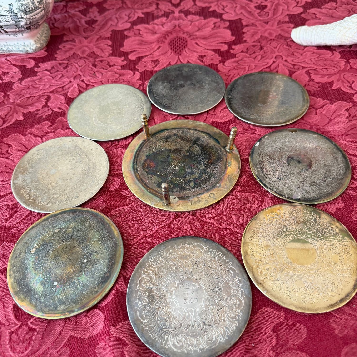Silver-plated coasters (B) set of 8