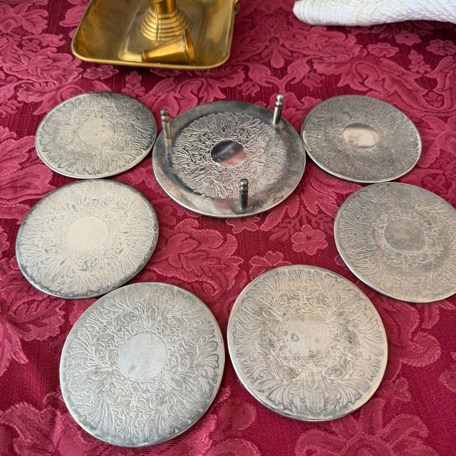 Silver-plated coasters (A), set of 6