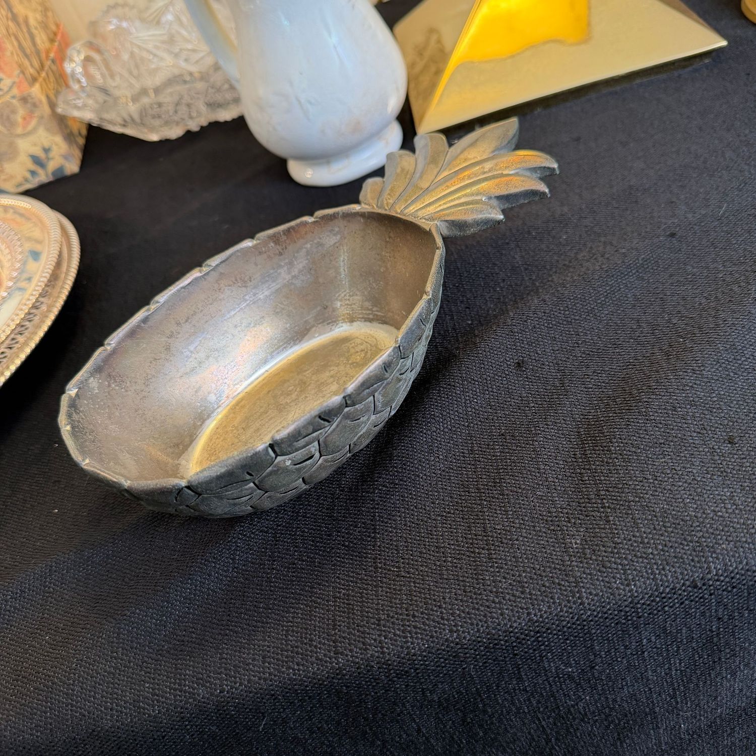 Godinger silver-plated pineapple candy dish, 8"