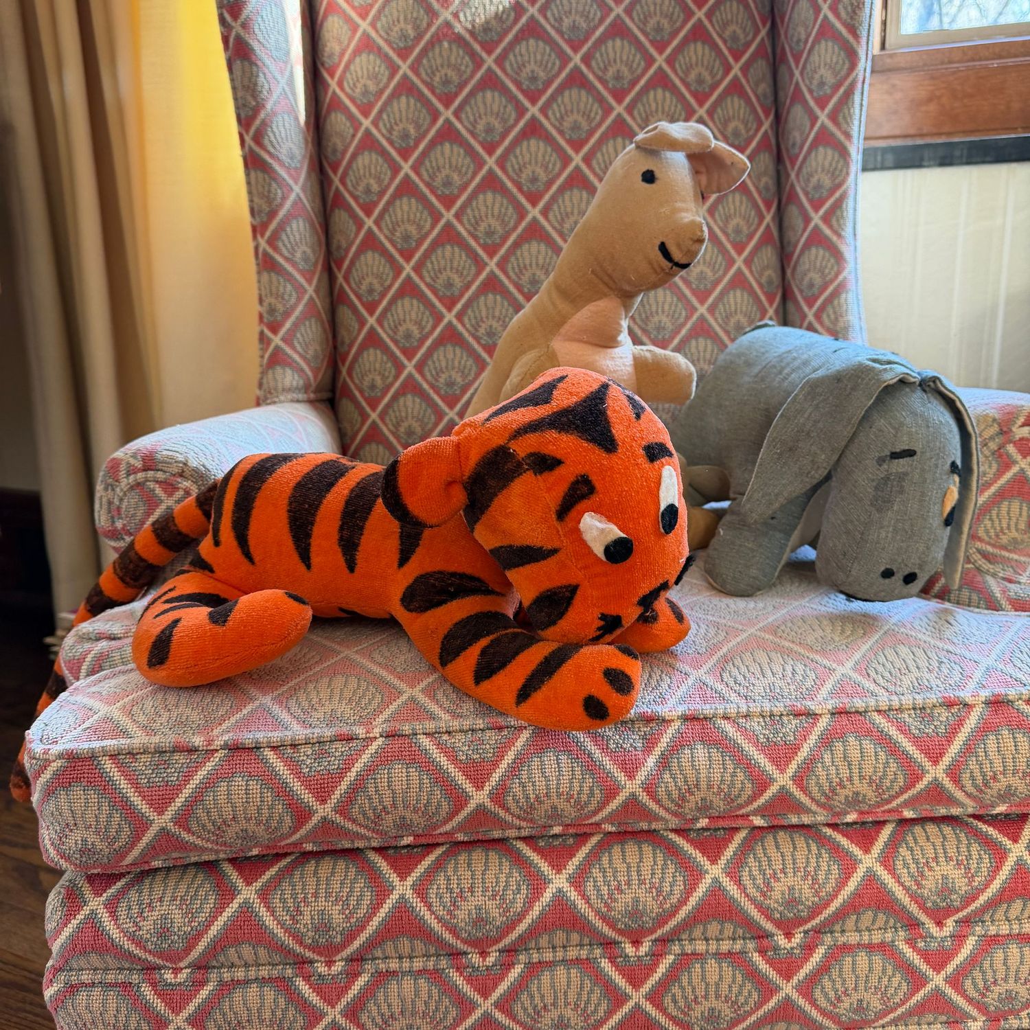 Vintage Tigger, Eeyore, and Kanga, some wear, approx. 14 Vintage Tigger, Eeyore, and Kanga, some wear, approx. 14"