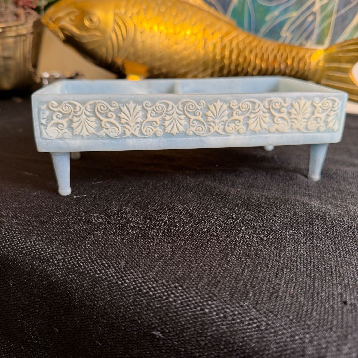 Incolay-style resin jewelry box, no lid, 5 Incolay-style resin jewelry box, no lid, 5" x 9"