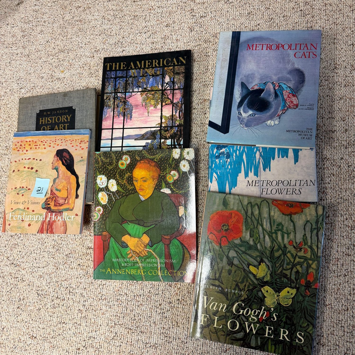 Book lot #21, including History of Art, Metropolitan Cats & Flowers, and Ferdinand Hodler