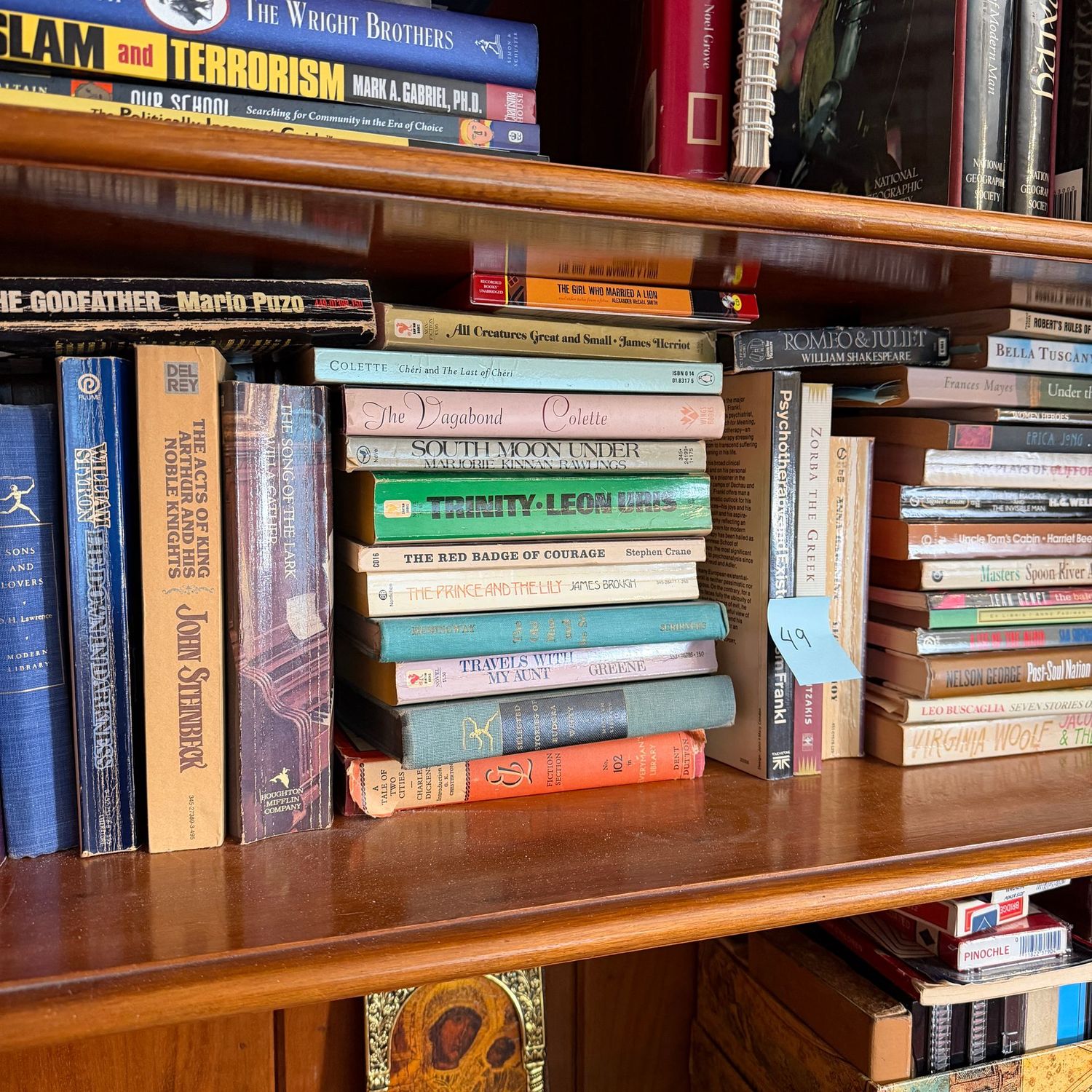 Book lot #49, shelf of books, ncluding The Godfather, Trinity, Book lot #49, shelf of books, ncluding The Godfather, Trinity,