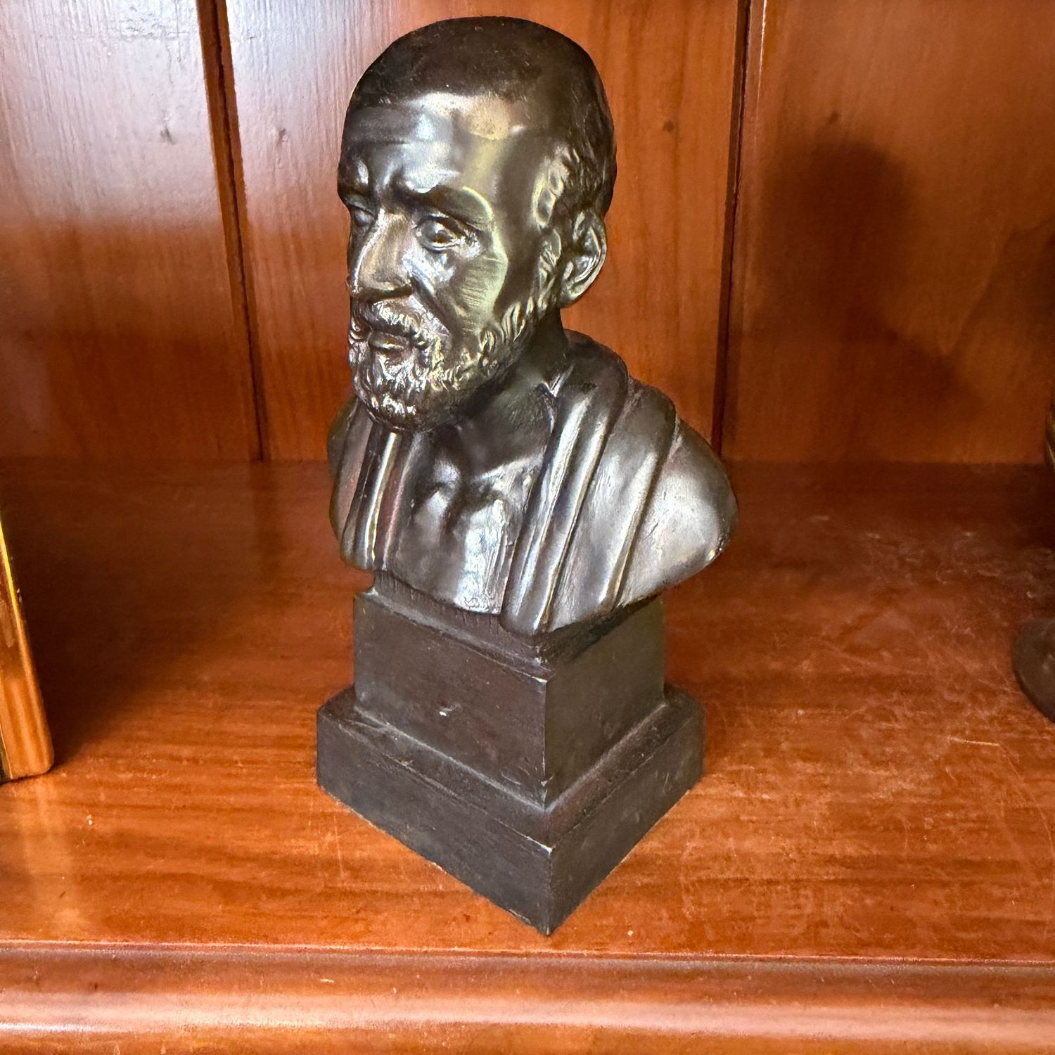 Cast metal bust of Hippocrates, 6 Cast metal bust of Hippocrates, 6"