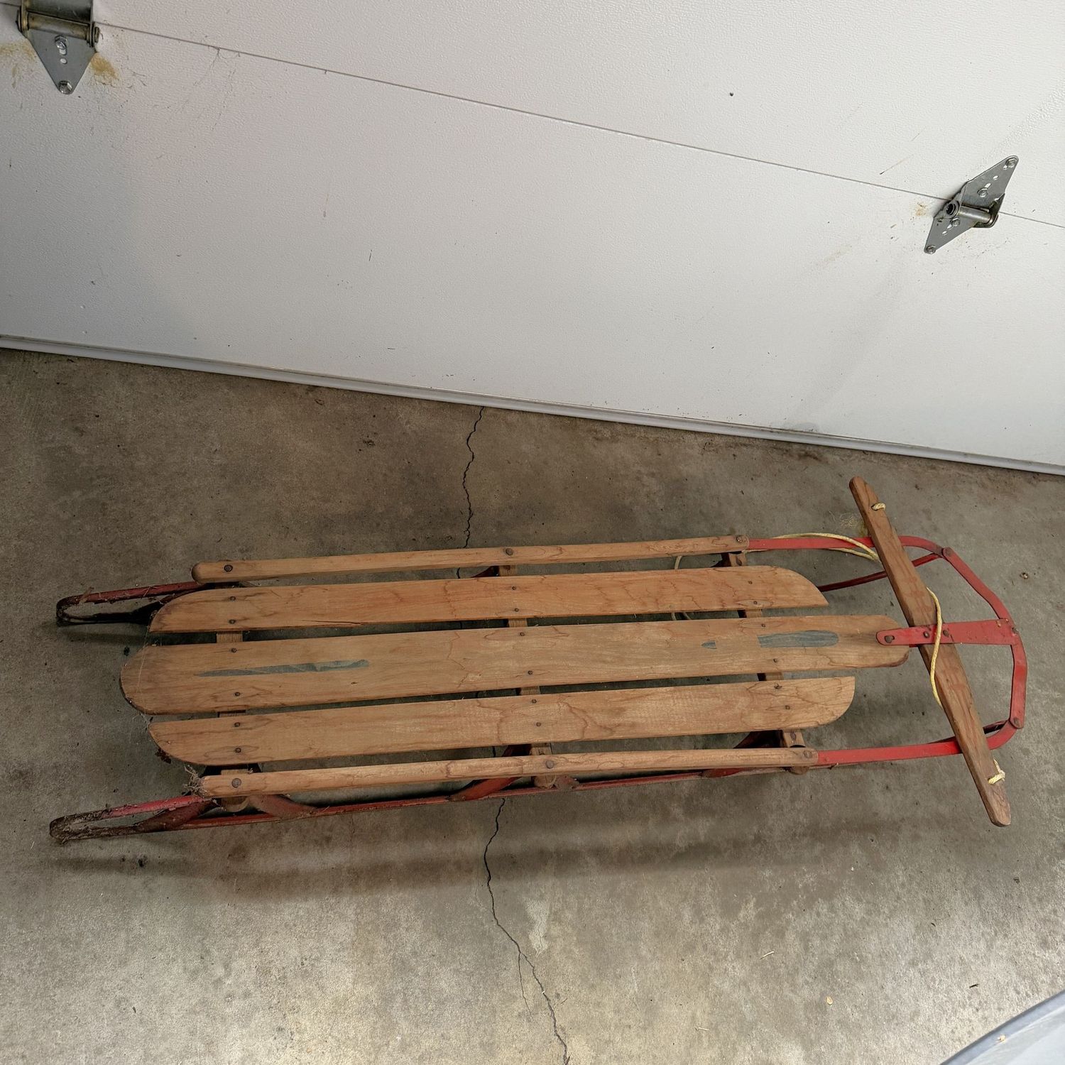 Vintage wooden sled, some wear, no label, 55 Vintage wooden sled, some wear, no label, 55"L