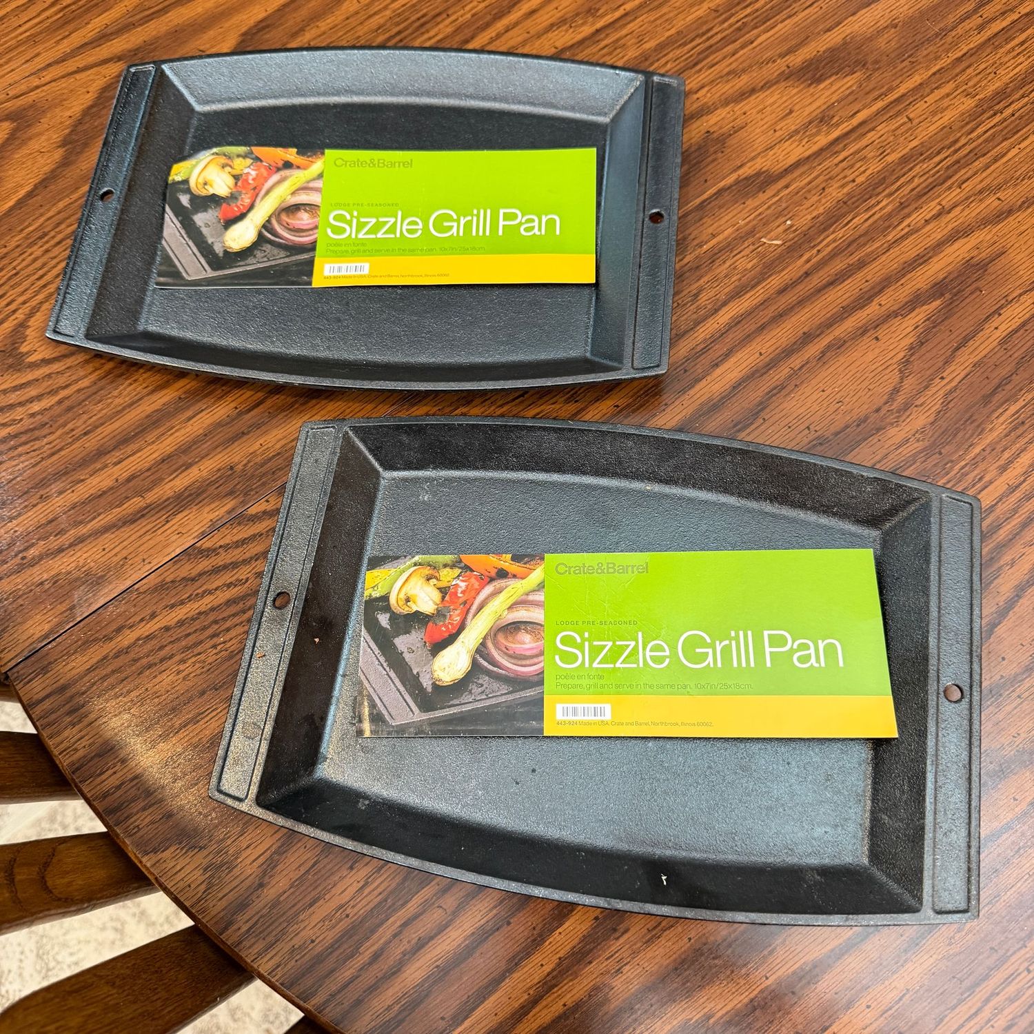 Crate & Barrel sizzle grill pans, minor wear, 10x7 Crate & Barrel sizzle grill pans, minor wear, 10x7