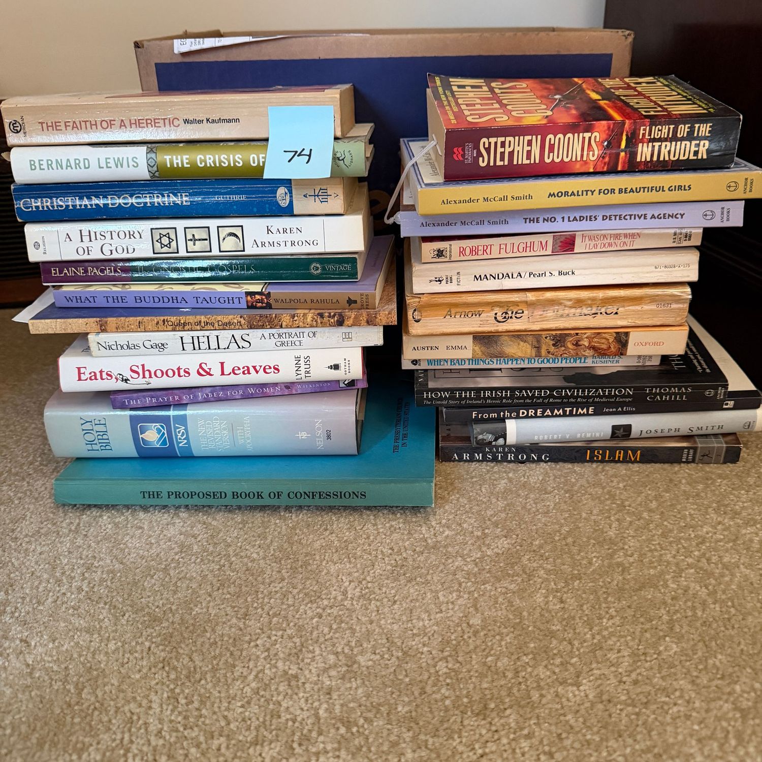 Book lot #74, including A History of God, Mandala