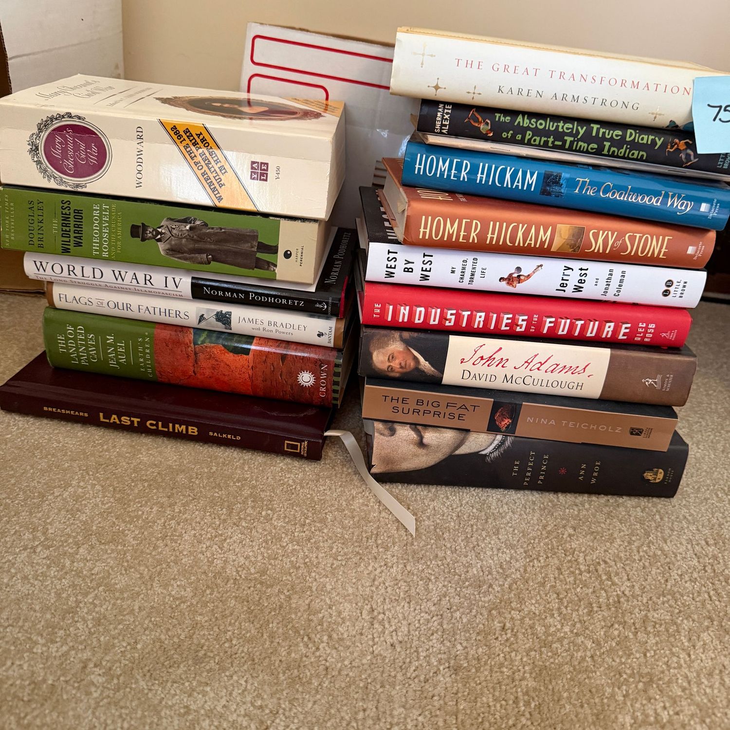 Book lot #75, including Wilderness Warrior, Last Climb, Coalwood Way