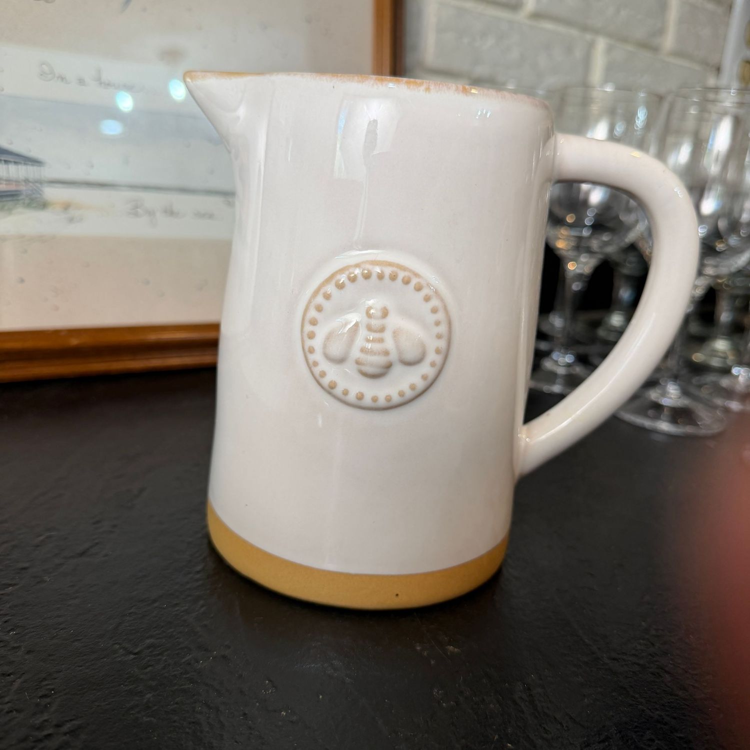 Teleflora Busy Bee milk pitcher, 6"H