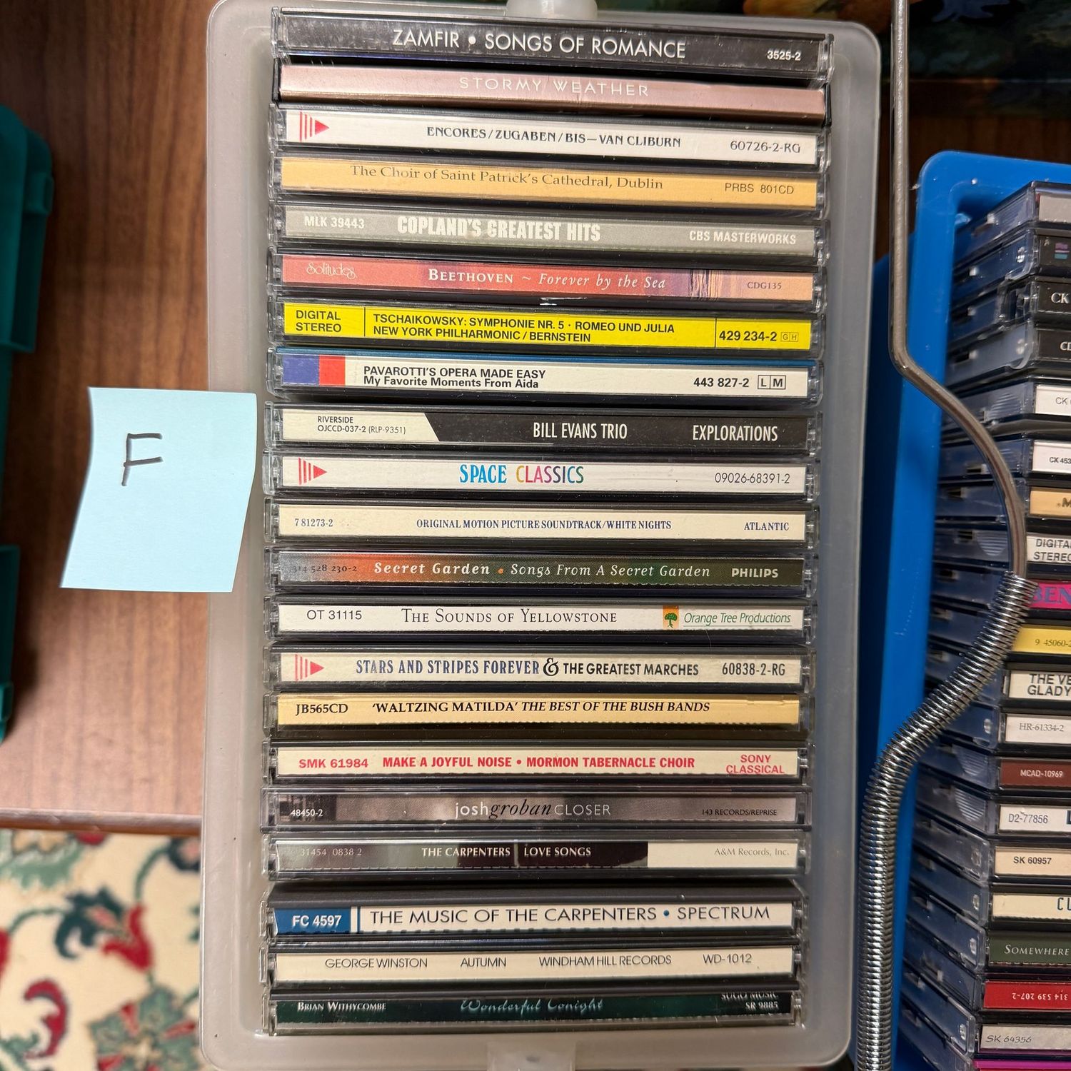 Music CDs (F), including Zamfir, Beethoven, The Carpenters