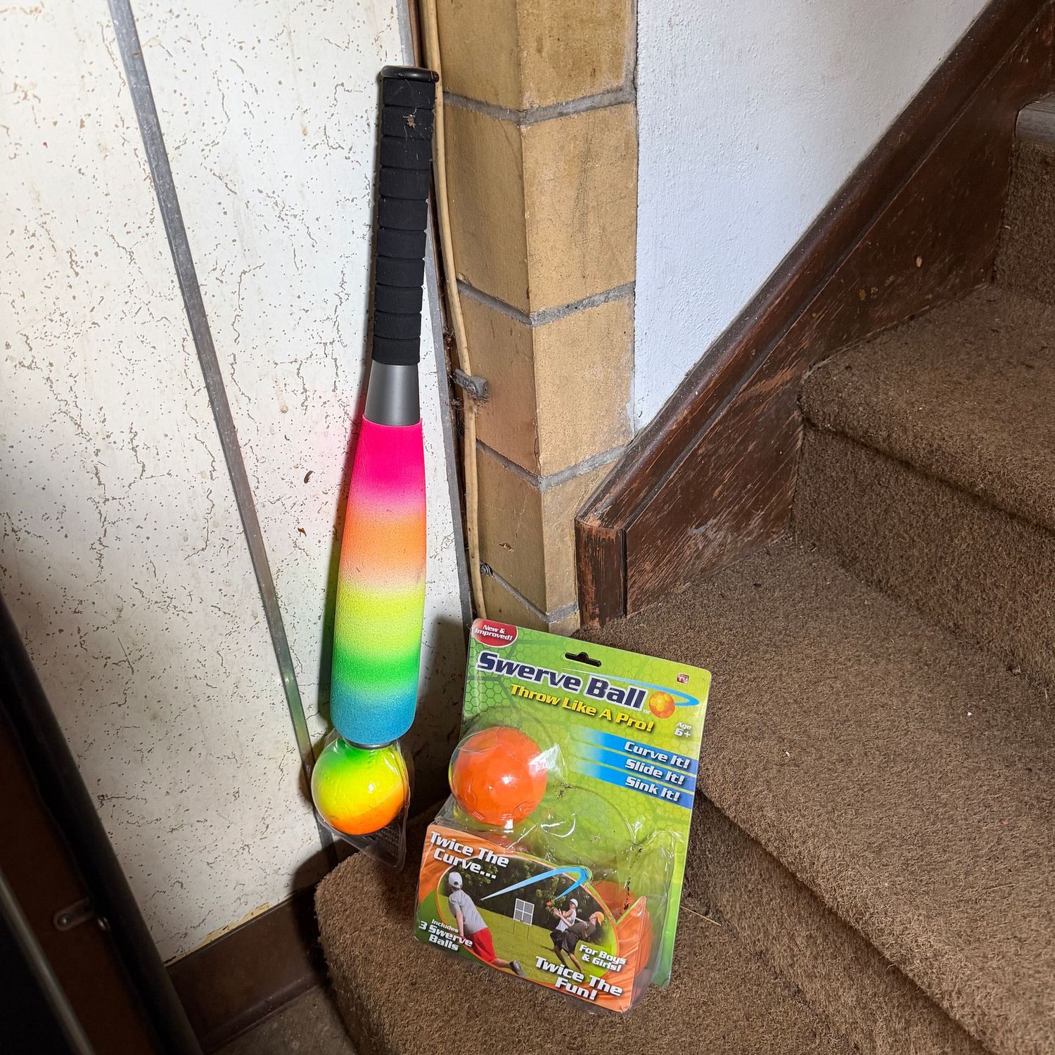 Soft-cover balls and small child-size bat