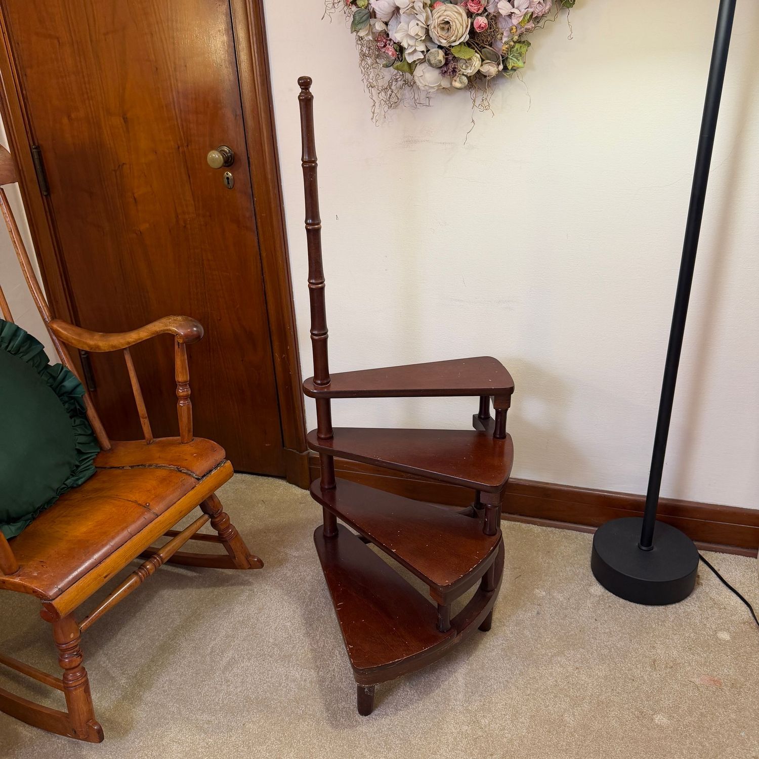 Spiral bedside step, some scratches, one leg has been repaired, 42 Spiral bedside step, some scratches, one leg has been repaired, 42"H x 24"W