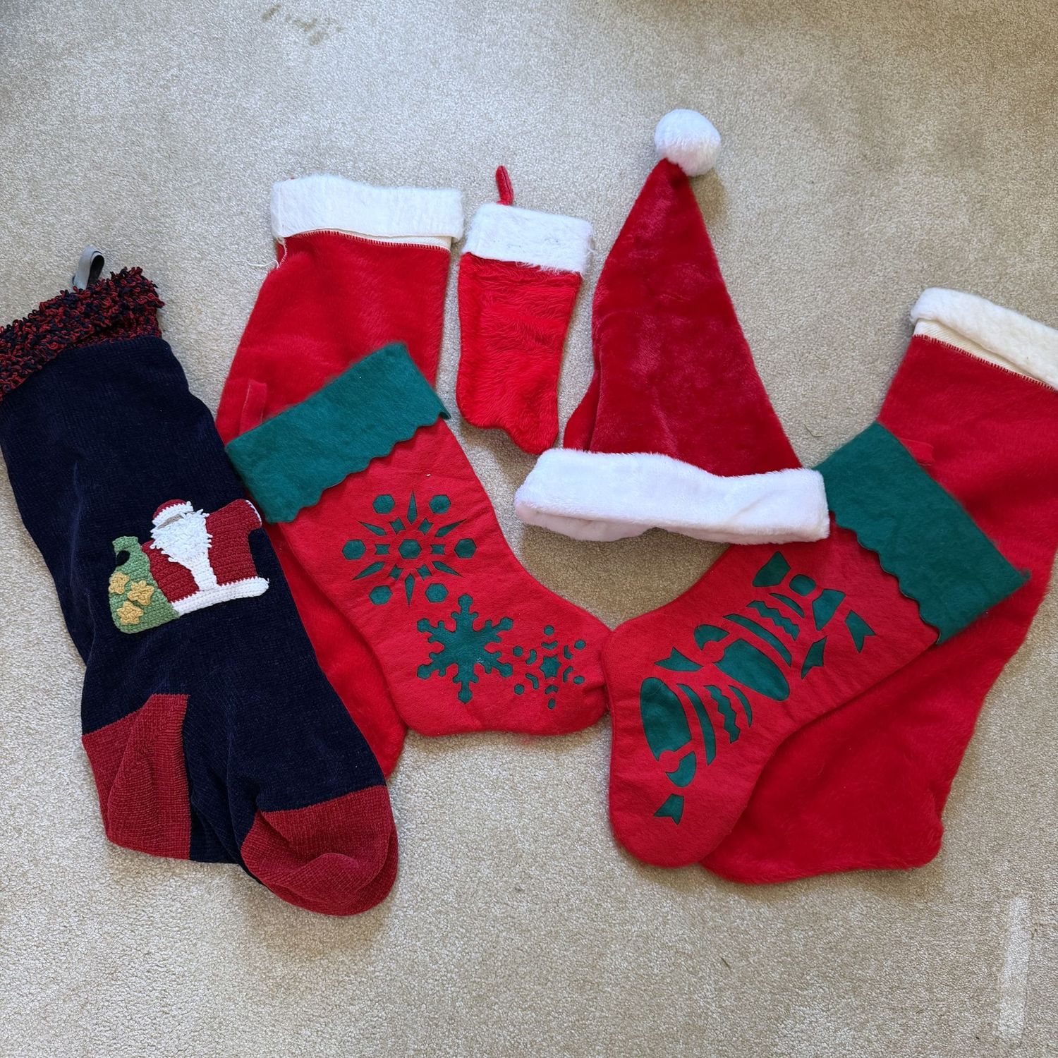 Vintage Christmas stockings, the longest is 25 Vintage Christmas stockings, the longest is 25"