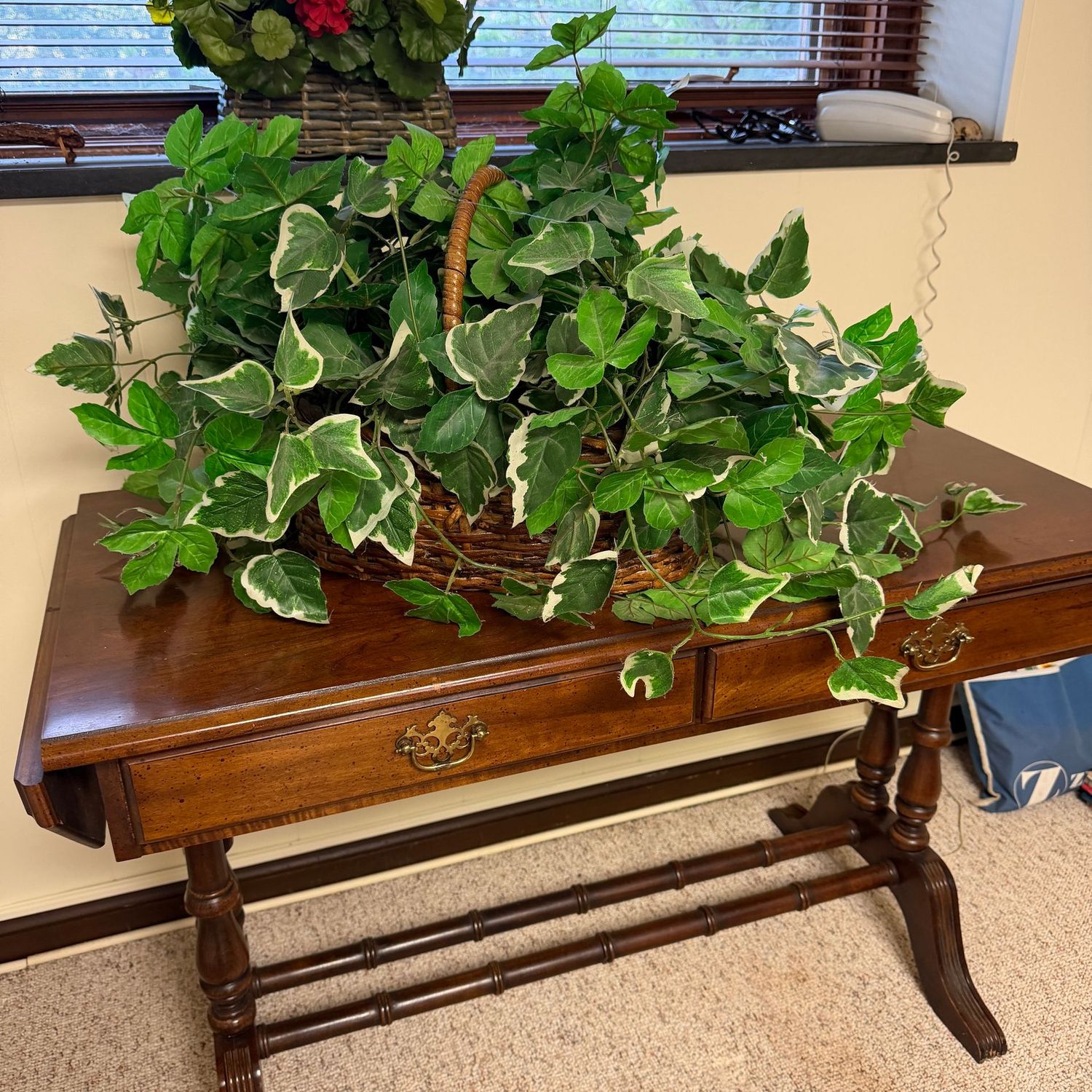 Large woven basket with mounding vine arrangement, 15 Large woven basket with mounding vine arrangement, 15"H x 29"L