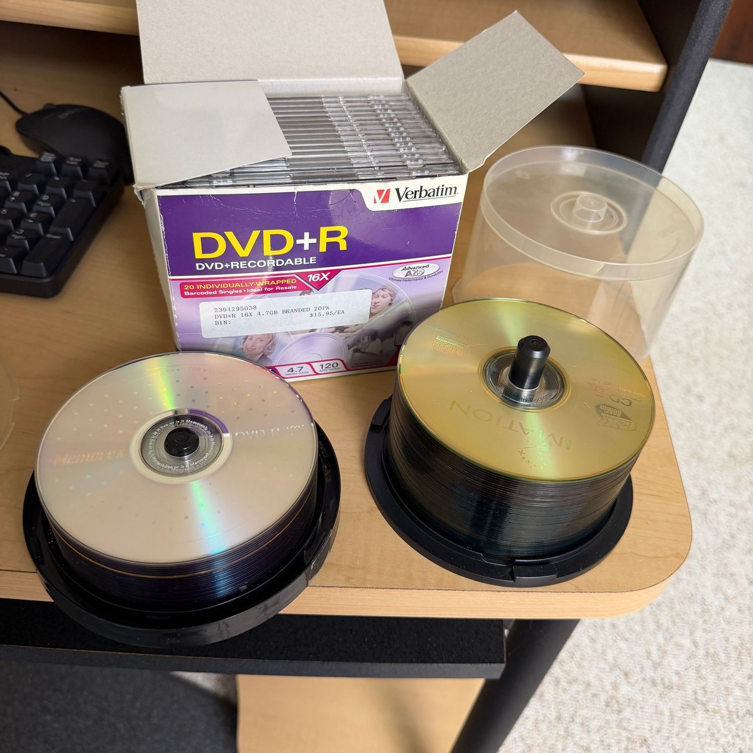Group of DVD-R and CD-R, recordable discs