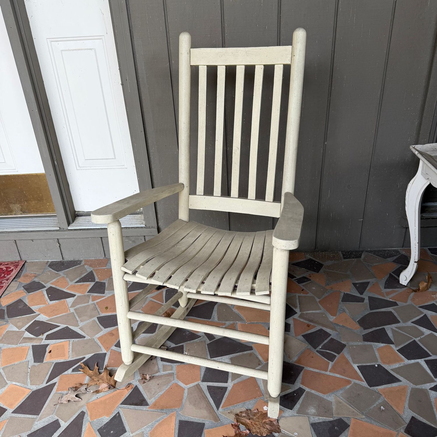 Painted wood rocker, tan, 36"H x 22"W