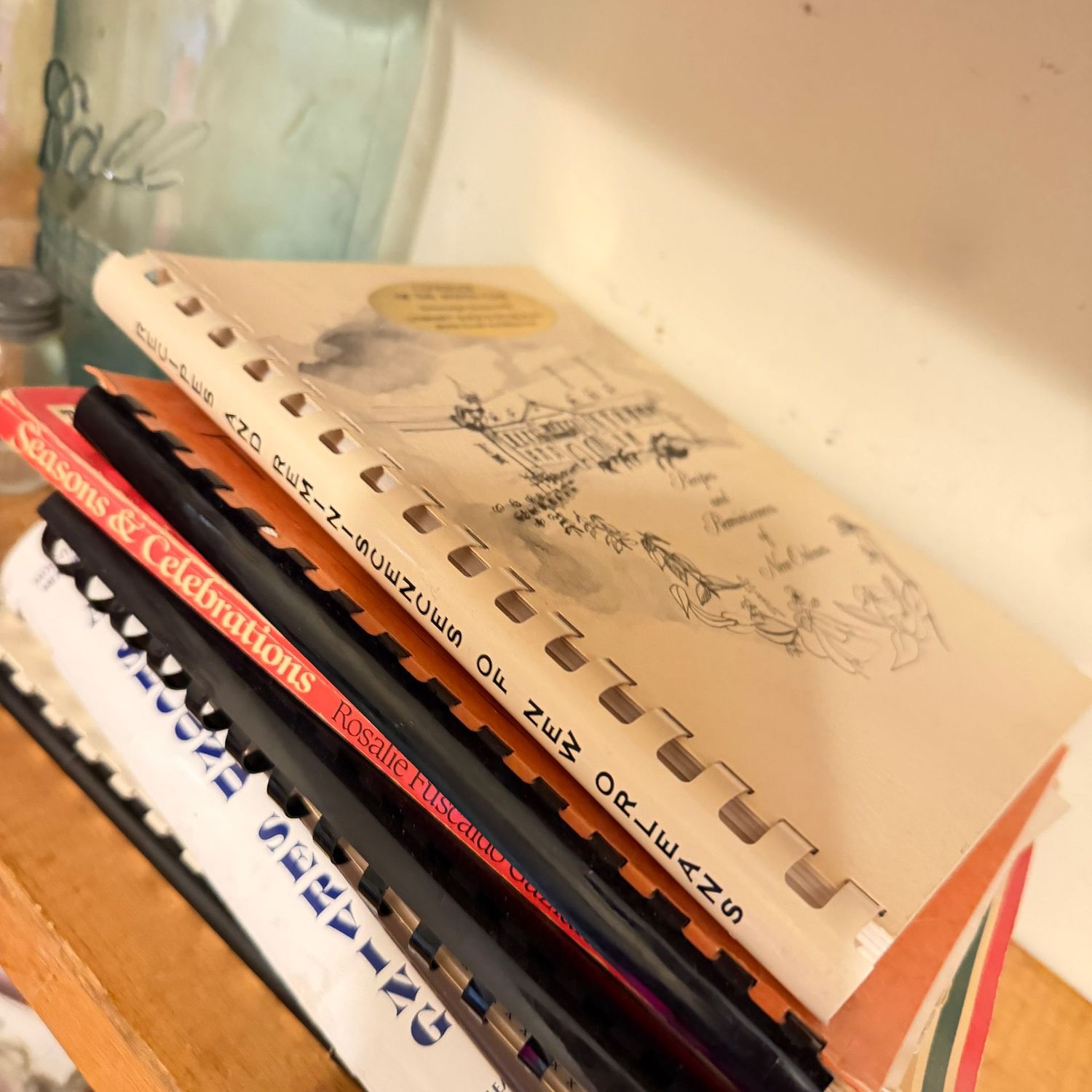 Group of spiral cookbooks