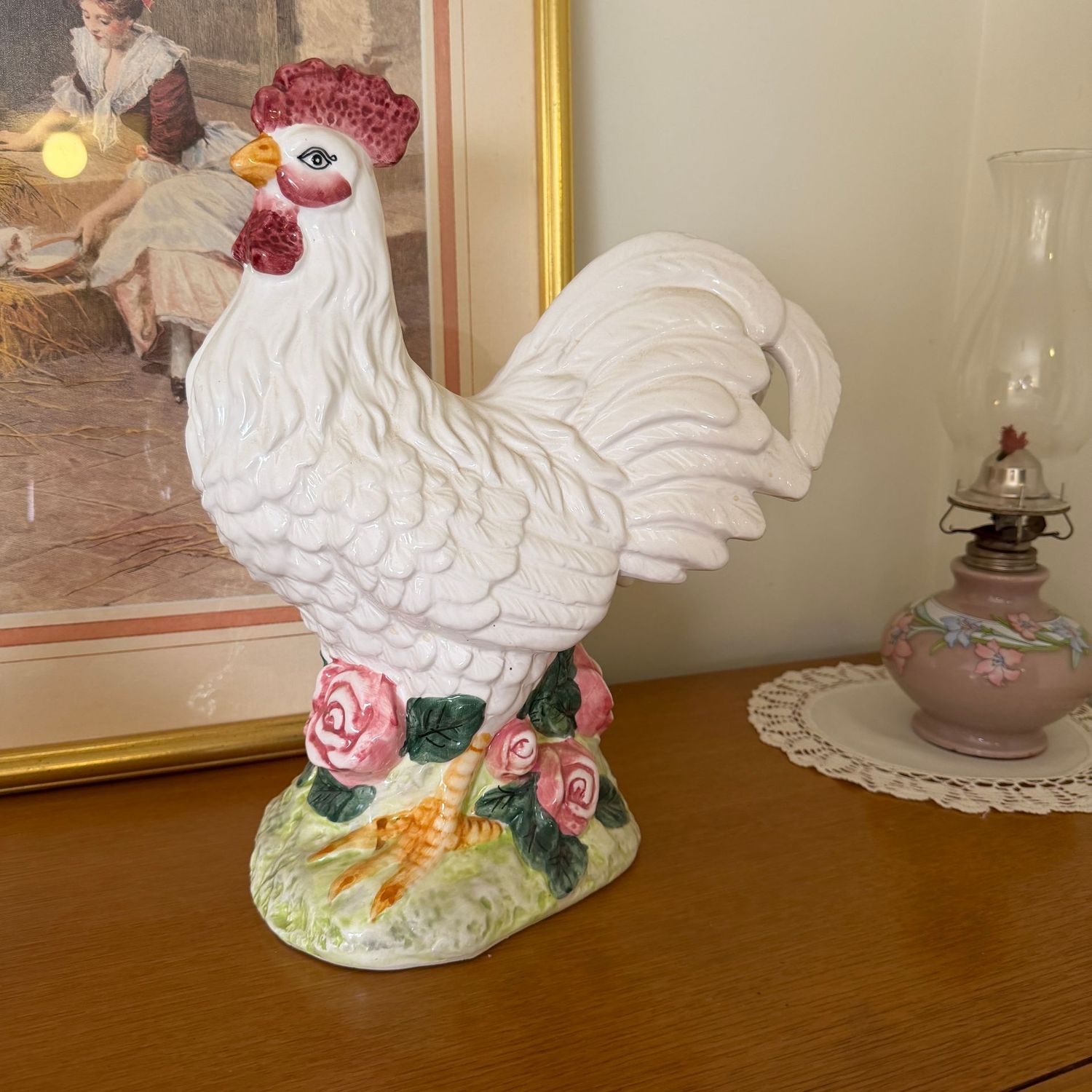 Large white ceramic rooster, 15 Large white ceramic rooster, 15"