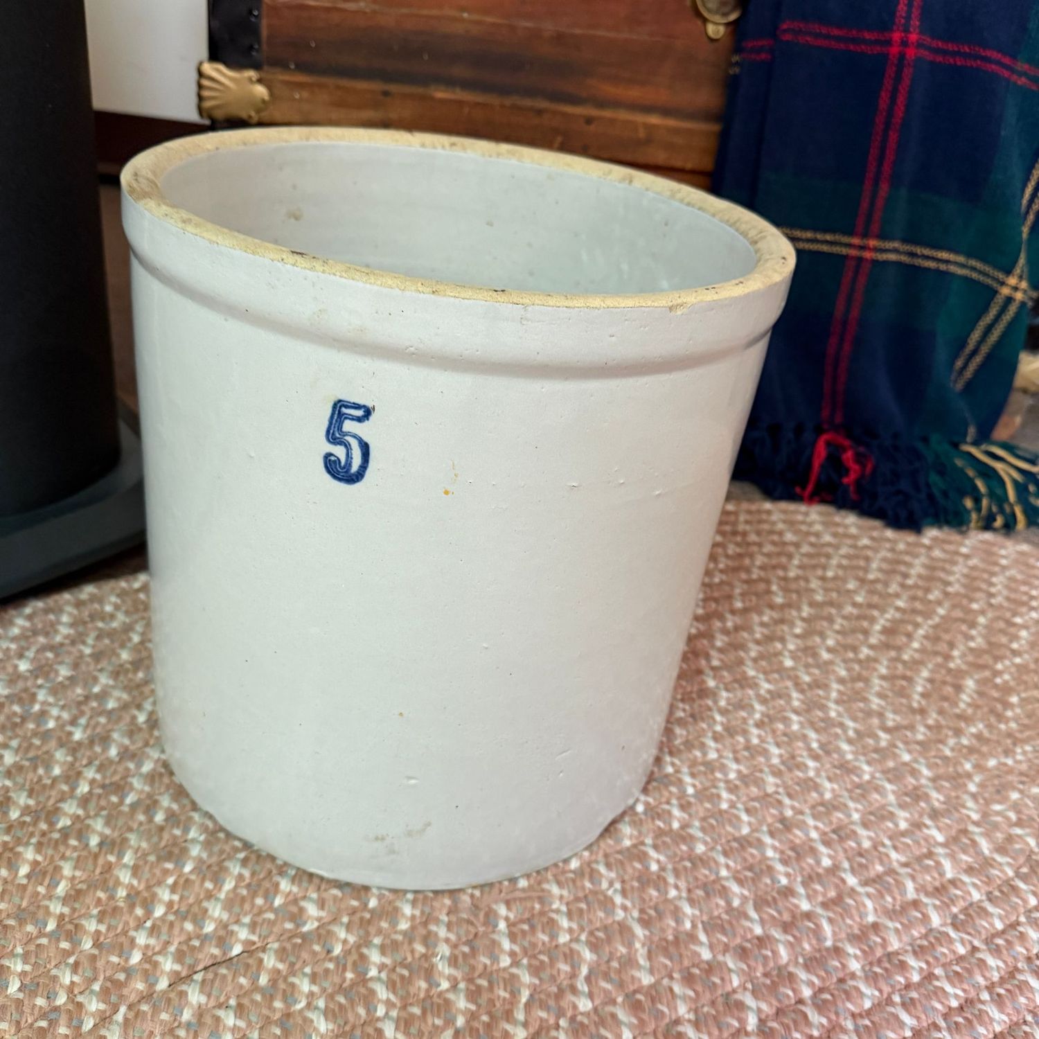 Five-gallon stoneware crock (This item is heavy and in the lower level)