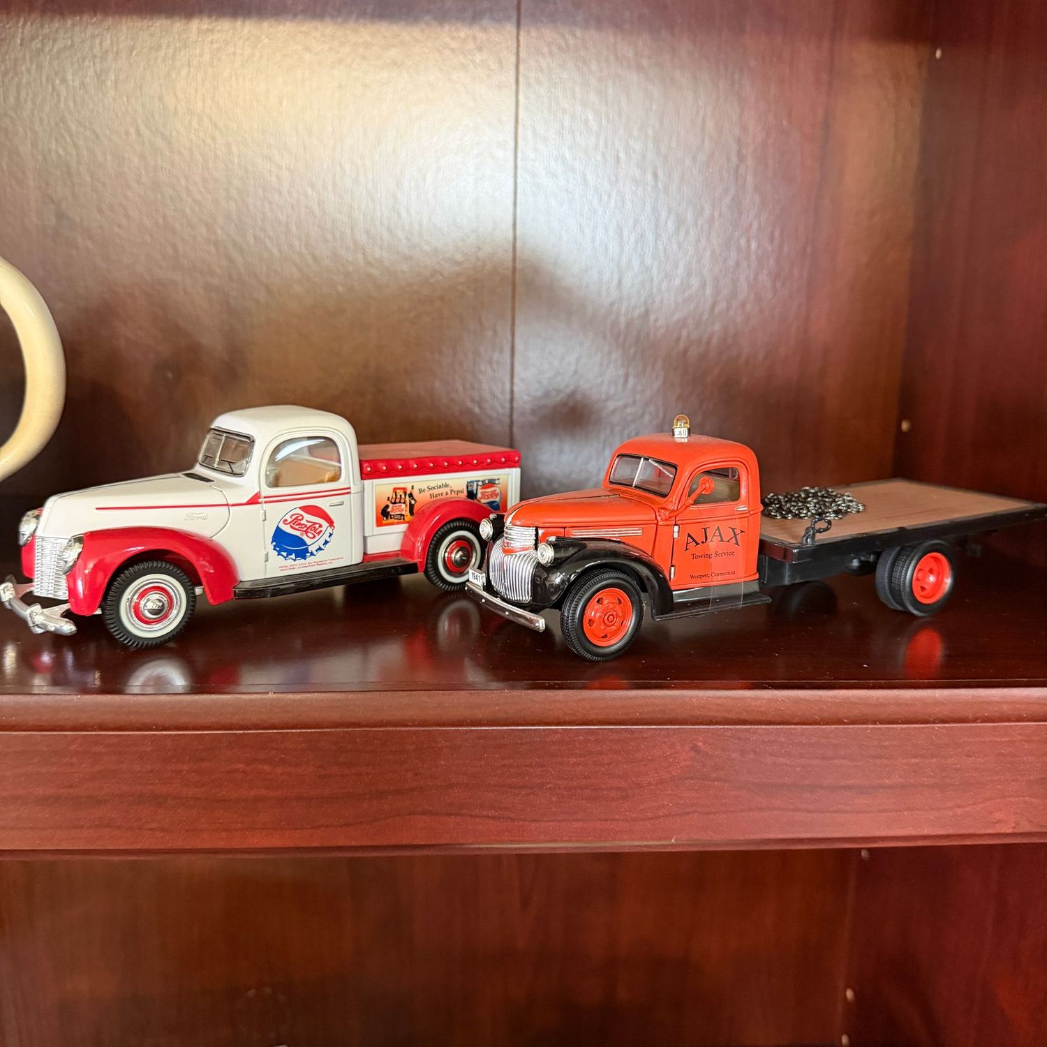 Die cast trucks, Pepsi and Ajax, 7.5"L