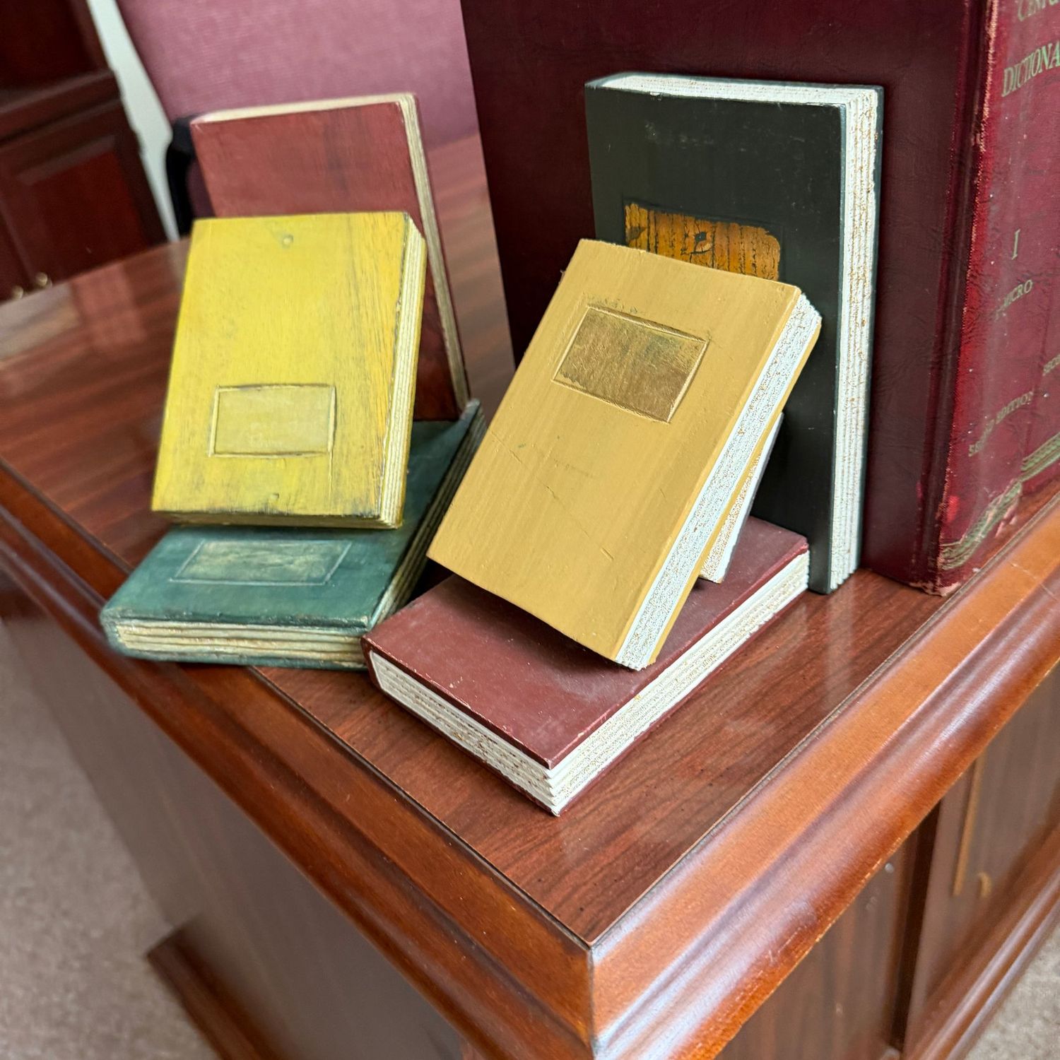 Pair of wooden book bookends