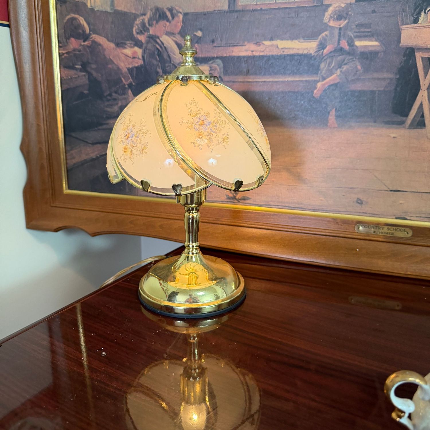 Petite touch lamp, brass finish, 10"H