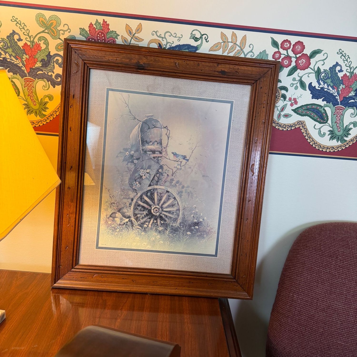 Vintage mailbox print, wood frame, 20" x 18"