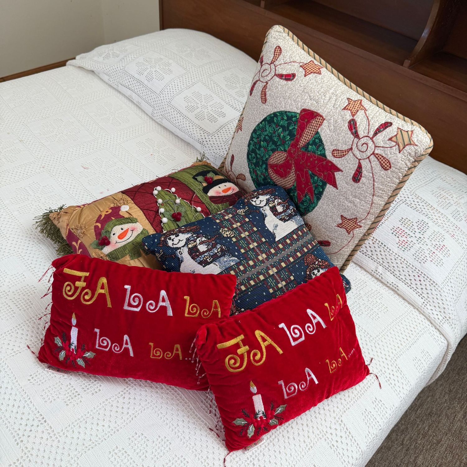 Group of Christmas accent pillows 8-12 Group of Christmas accent pillows 8-12"W