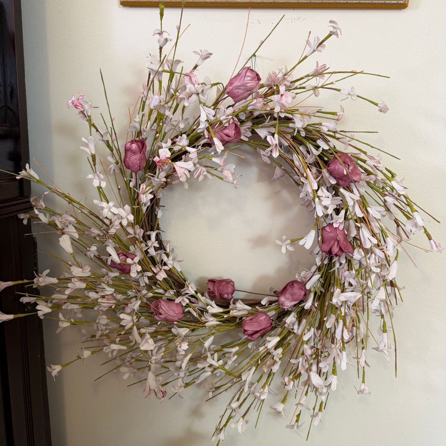 Pink floral wreath, 18"
