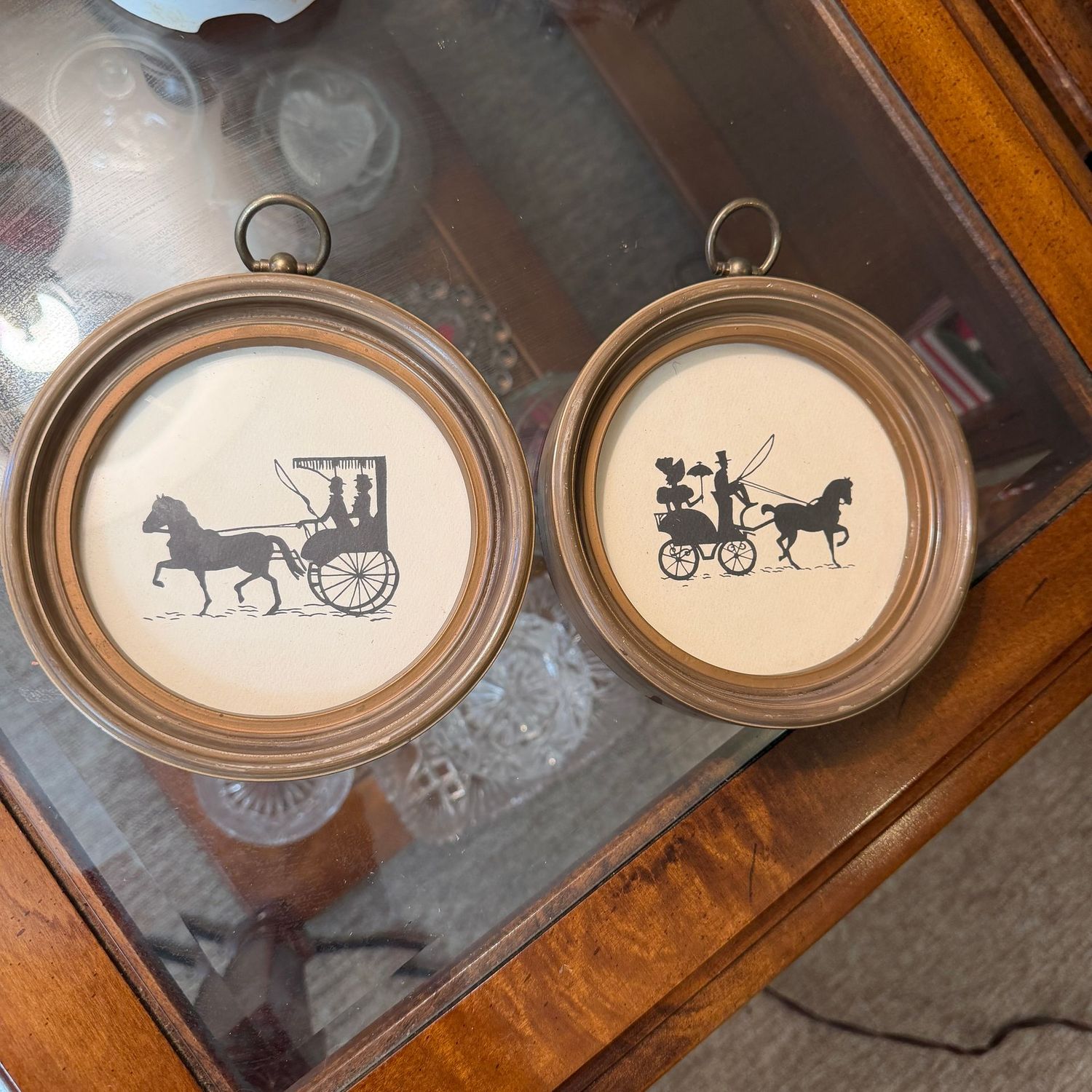 Two vintage round carriage silhouettes, 6 Two vintage round carriage silhouettes, 6"