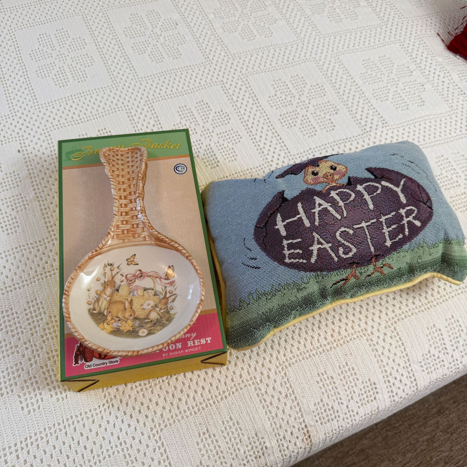 Easter accent pillow and spoon rest Easter accent pillow and spoon rest