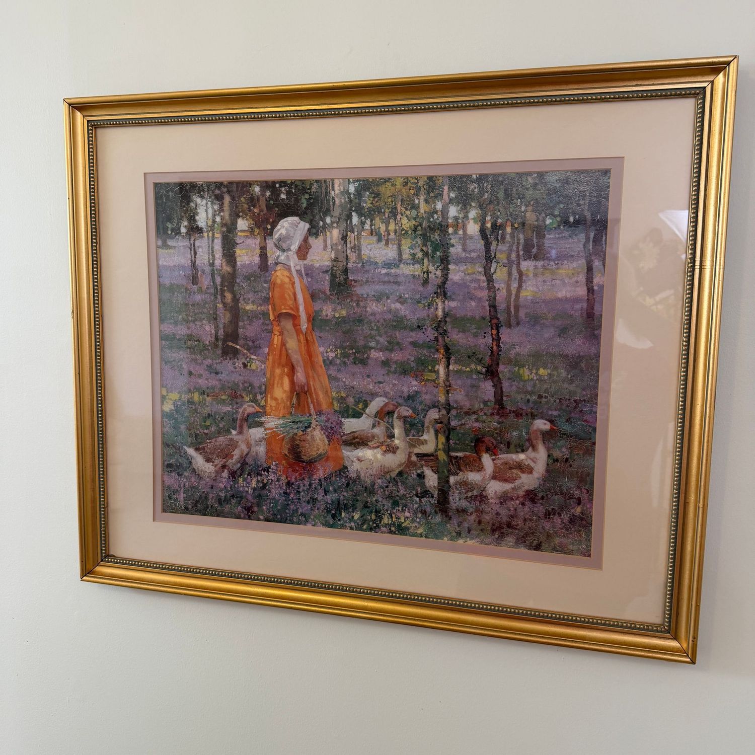 Large The Goose Girl framed print by Stanley Royle, 34" x 27"