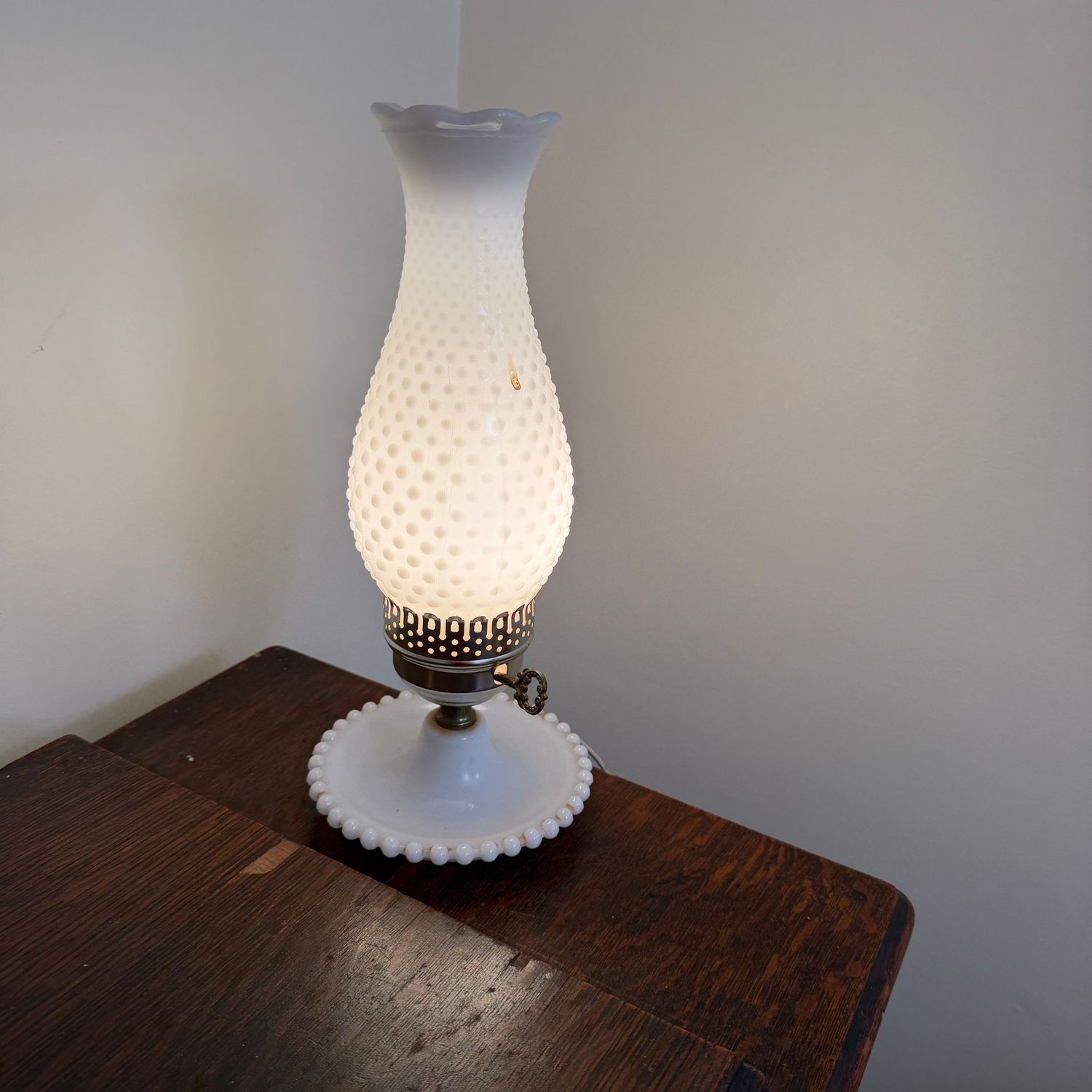 Milk glass small lamp, 13 Milk glass small lamp, 13"H