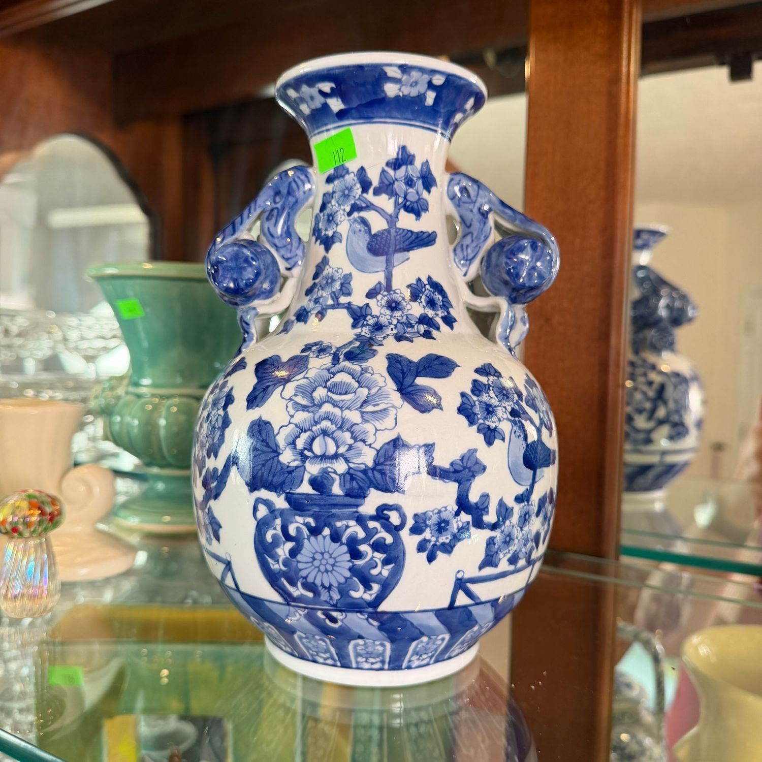 Lot #112, Andrea chinoiserie blue and white vase, 8"