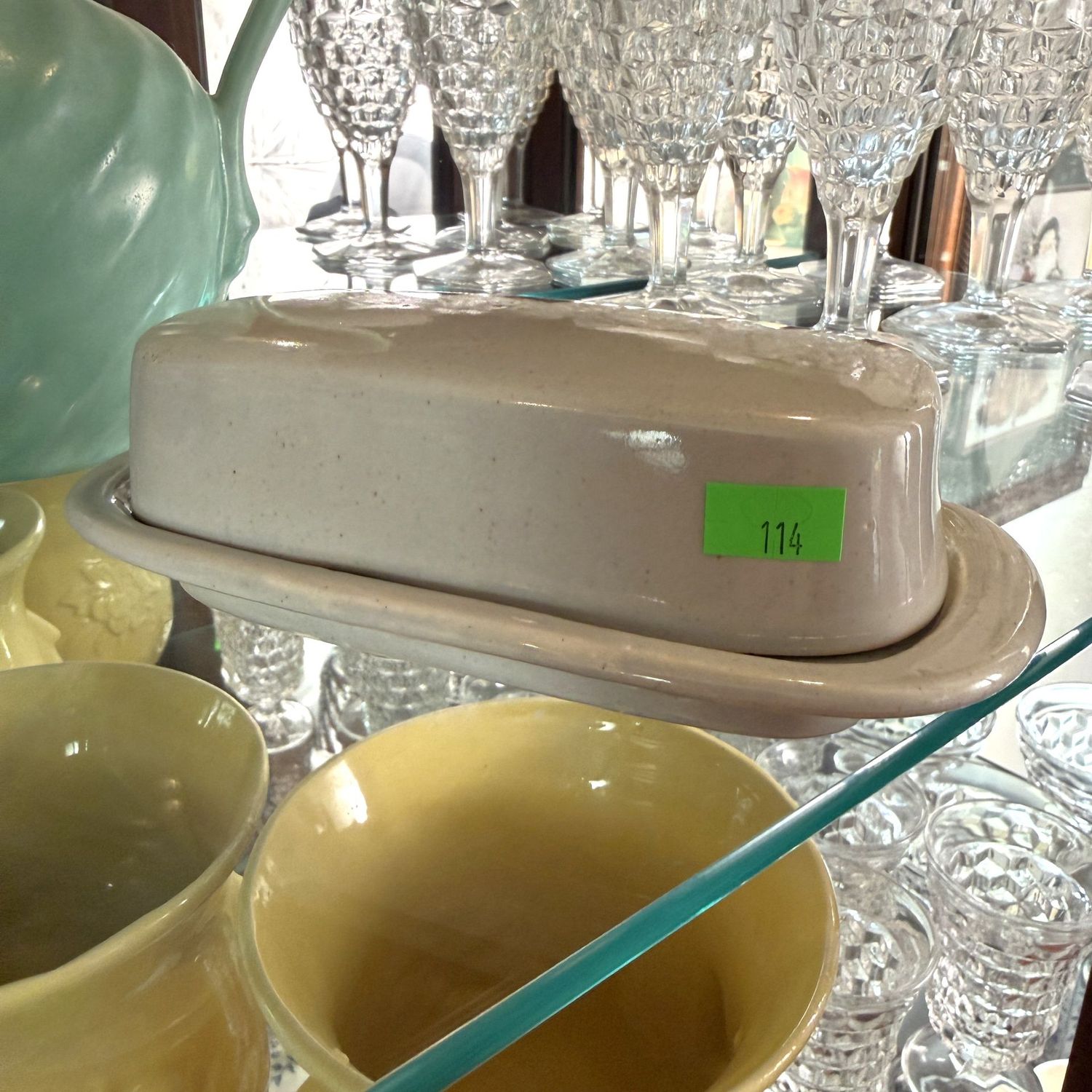 Lot #114, McCoy pottery 7013 grey butter dish Lot #114, McCoy pottery 7013 grey butter dish