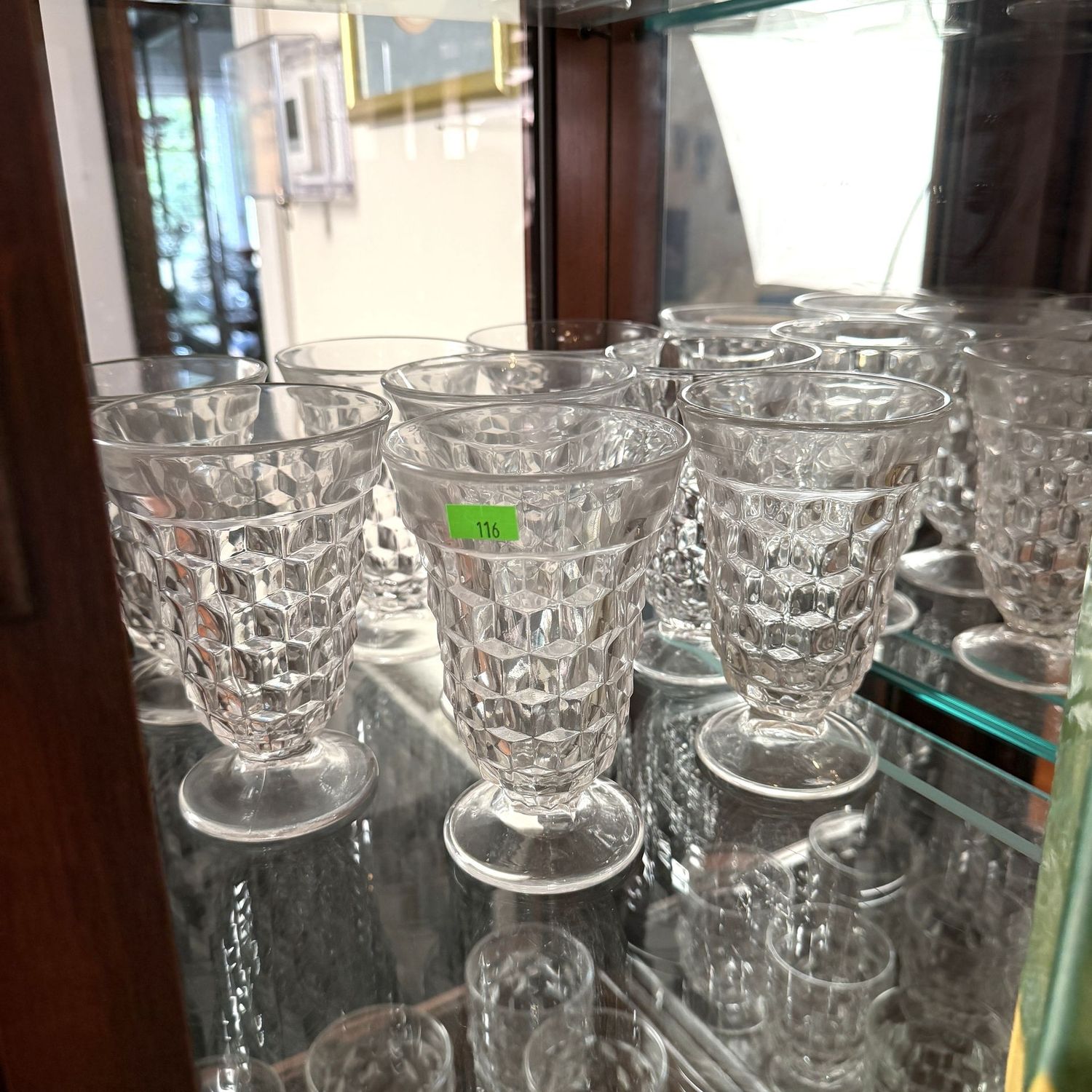 Lot #116, Fostoria American footed glasses (5), 5.5"H