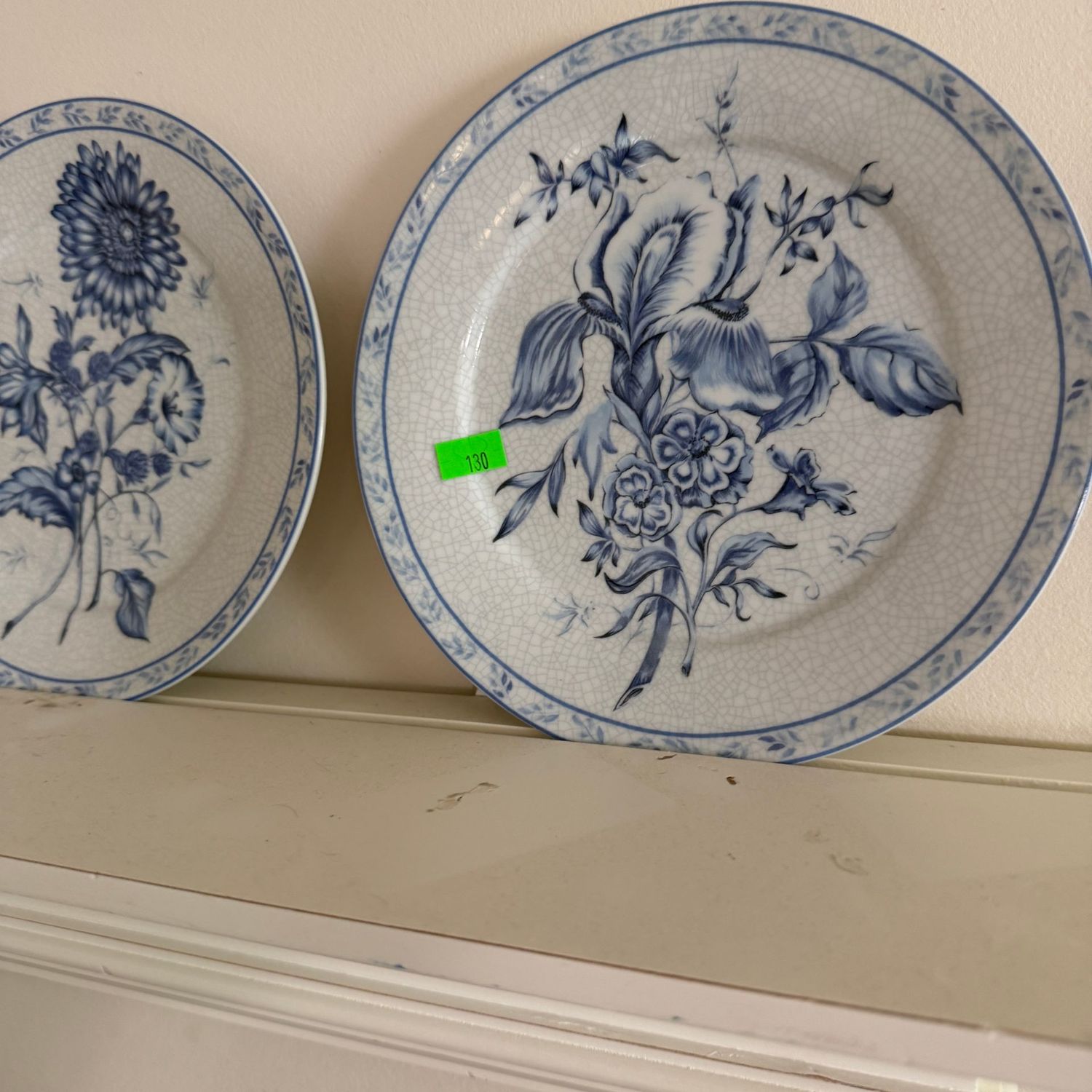 Lot #130, set of 4 blue and white floral plates, 8"