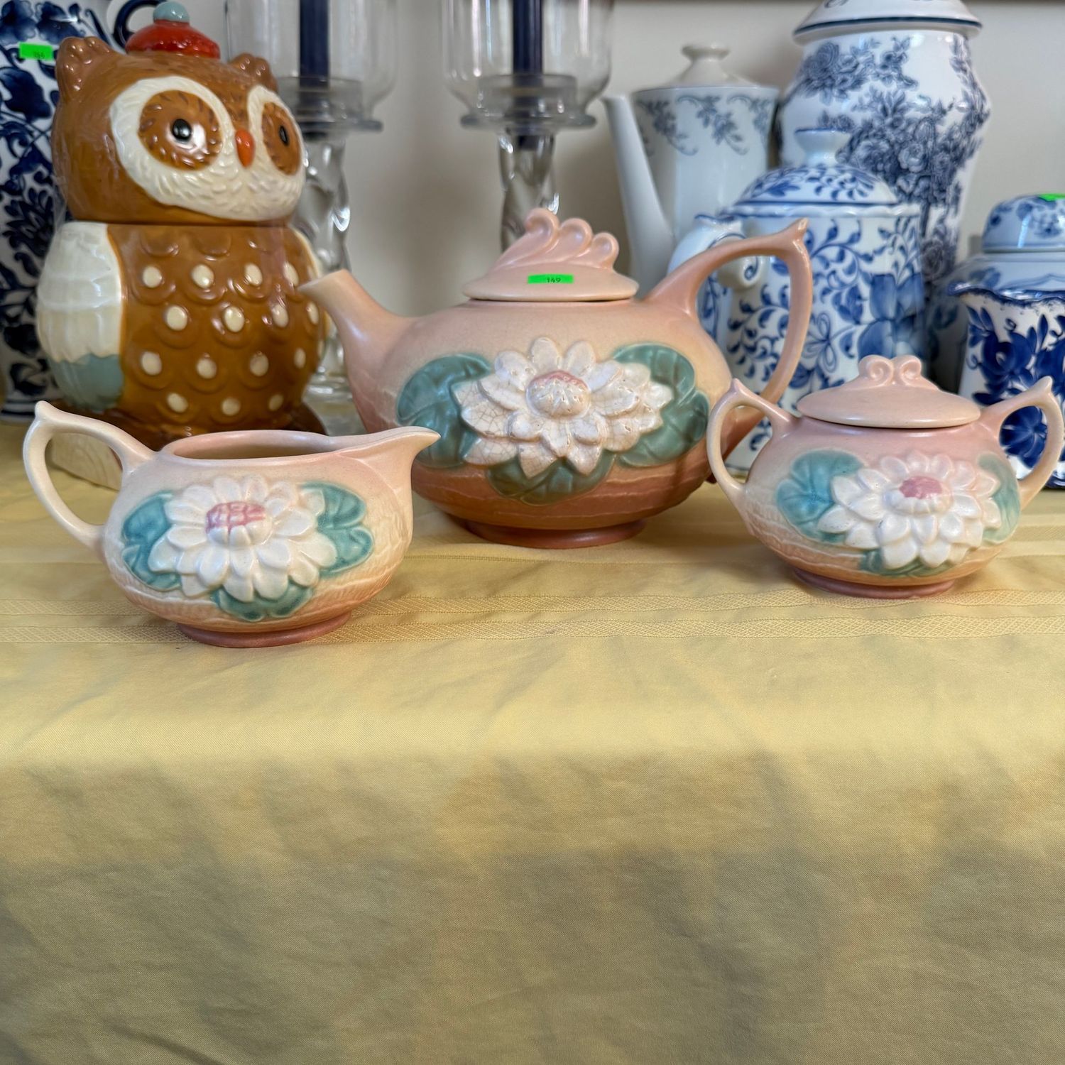 Lot #149, Hull pottery magnolia tea set