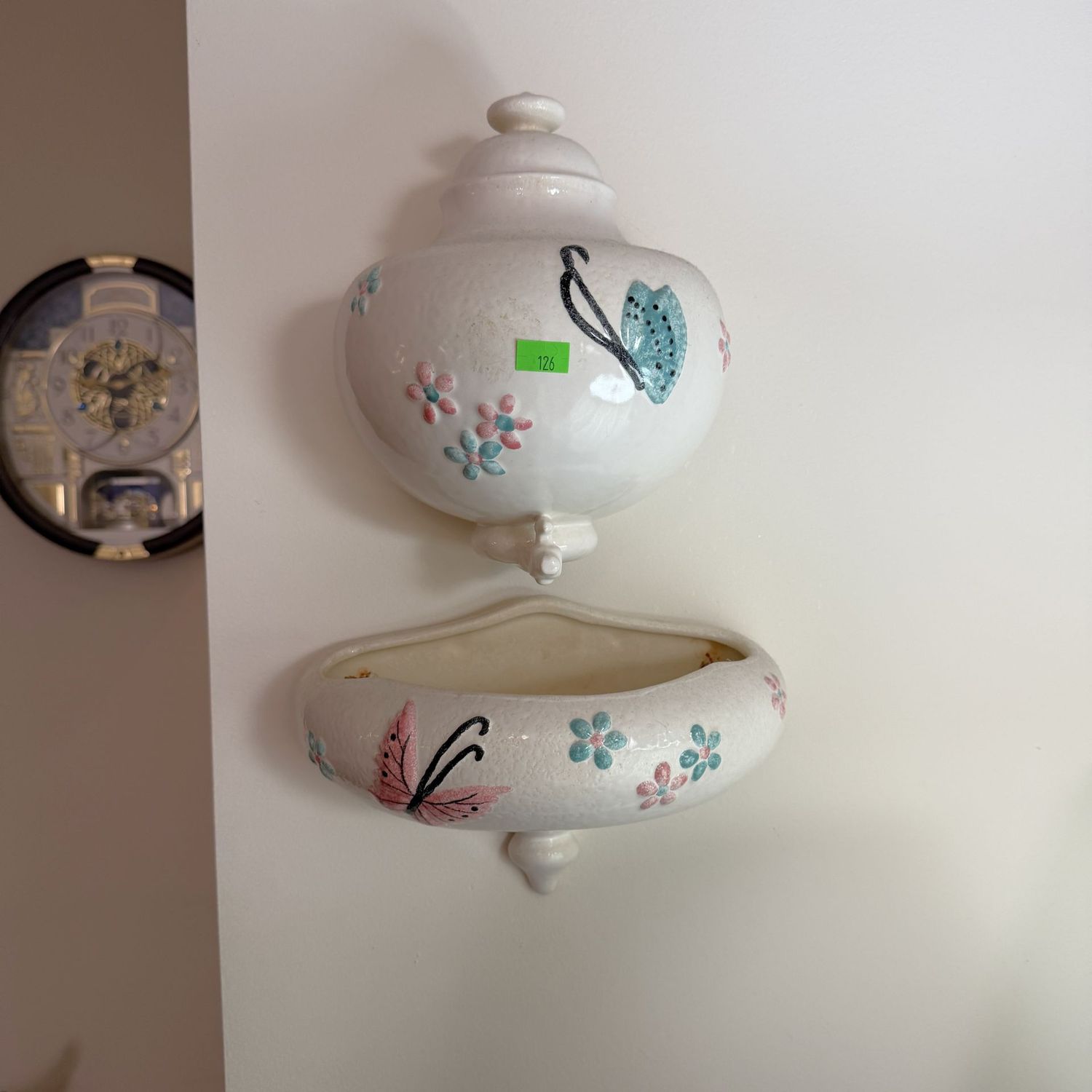 Lot #126, Hull pottery butterfly wall pocket, lavabo, 15"H as seen
