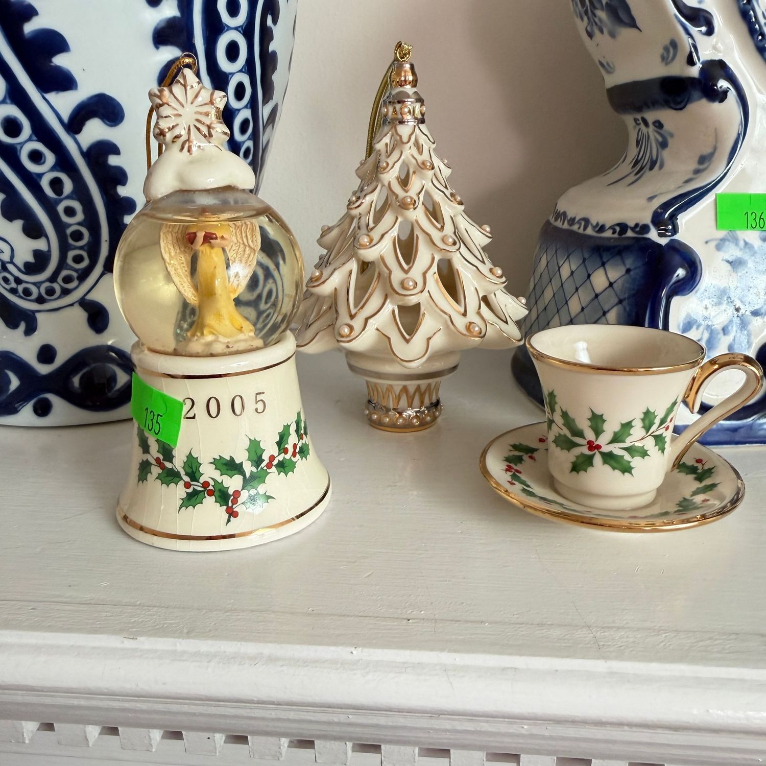 Lot #135, Lenox ornaments and petite teacup Lot #135, Lenox ornaments and petite teacup