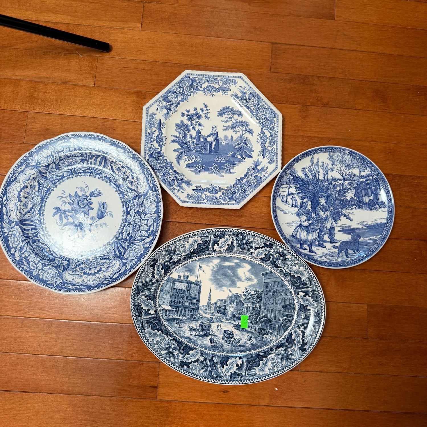 Lot #155, blue and white decorative plates, 12" Barnum's Museum (Johnson Bros.), Spode
