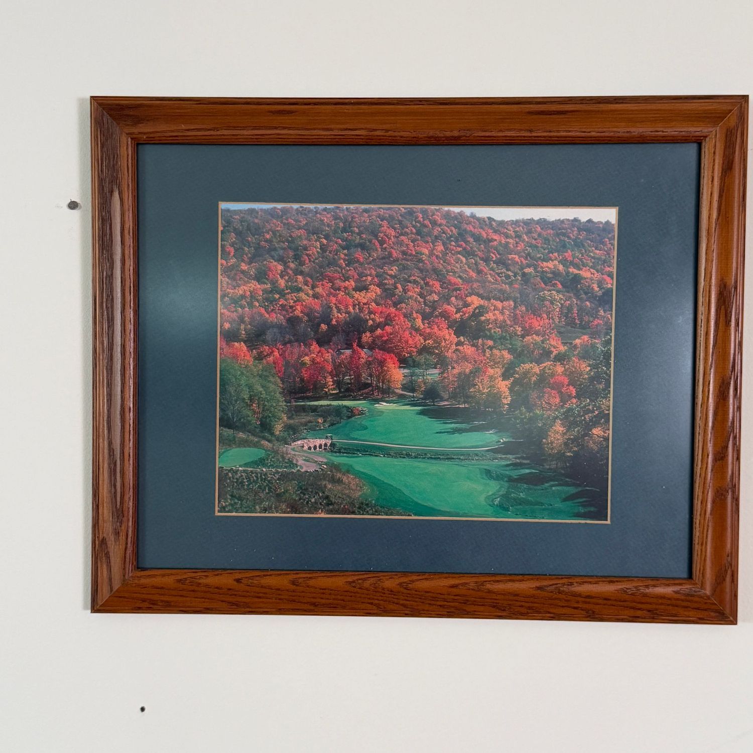 Framed landscape print, country club, 16" x 13"