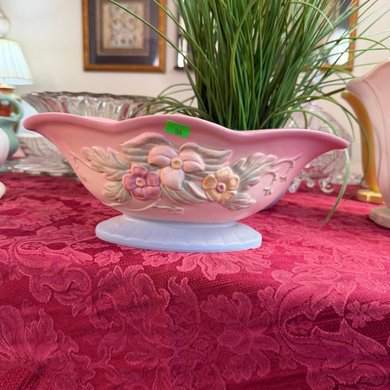 Lot #164, Hull pottery wildflower console vase, small chip, 12 Lot #164, Hull pottery wildflower console vase, small chip, 12"