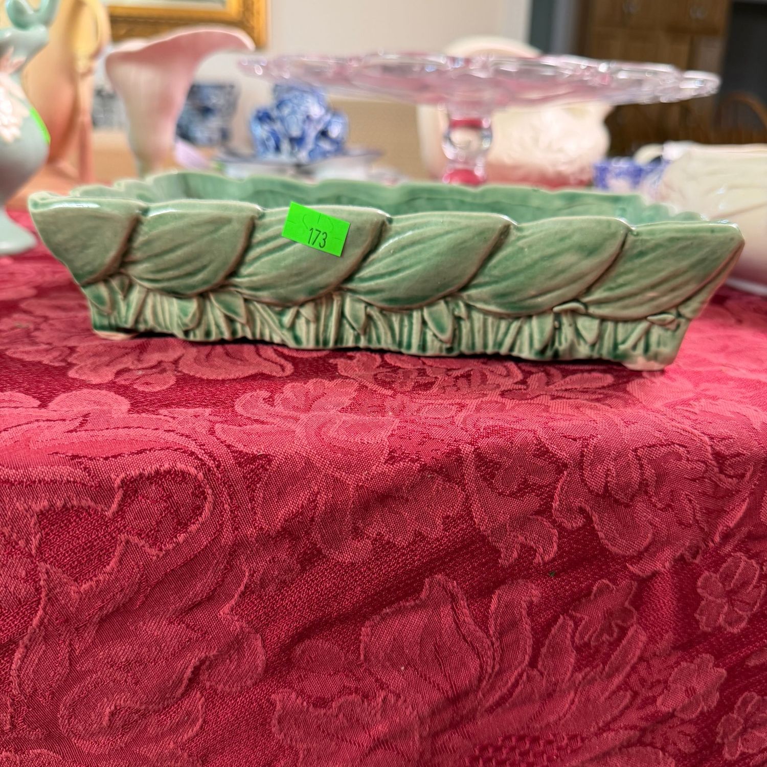 Lot #173, McCoy green leaf planter, 9 Lot #173, McCoy green leaf planter, 9"L