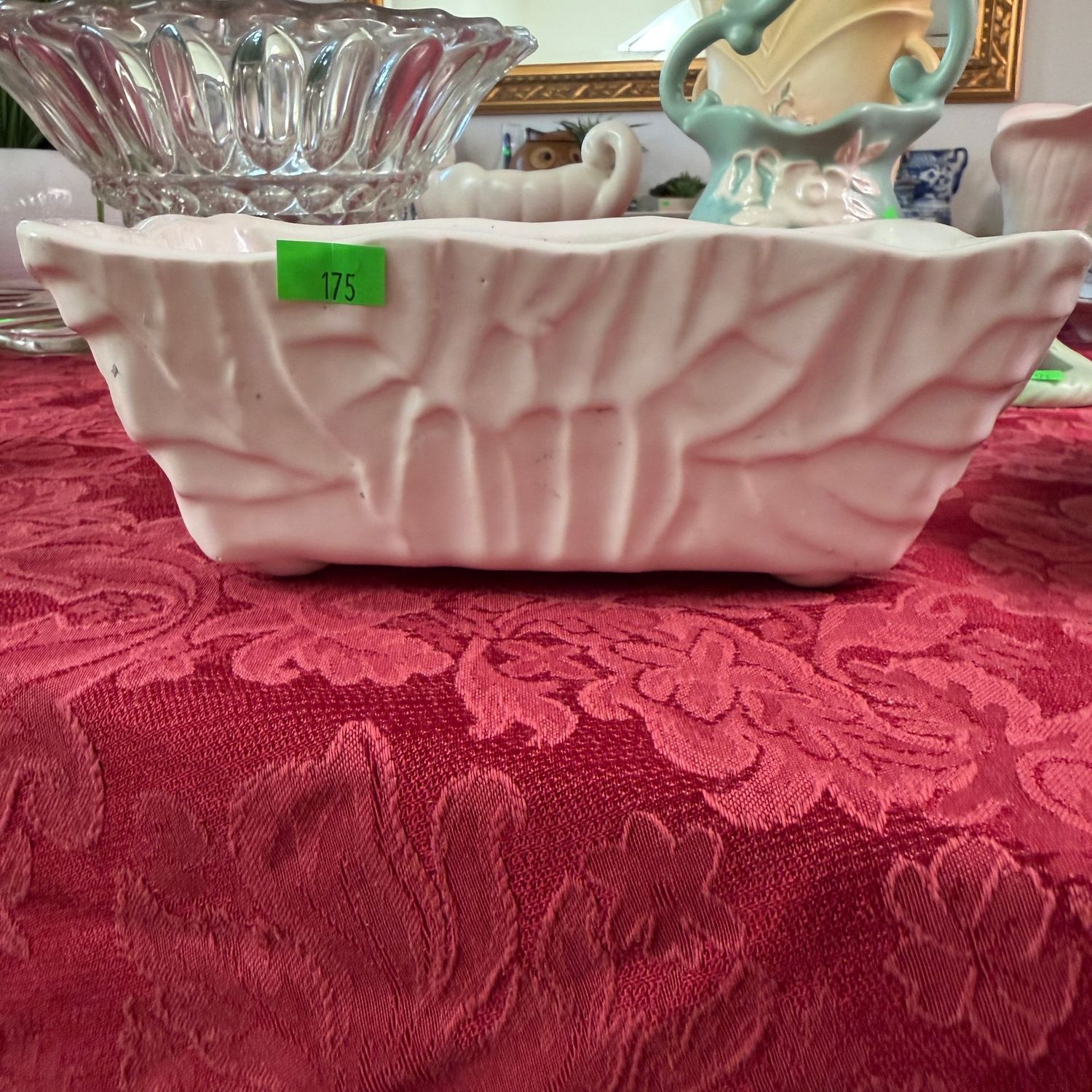 Lot #175, UPCO pottery pressed leaf rectangular planter, 8"