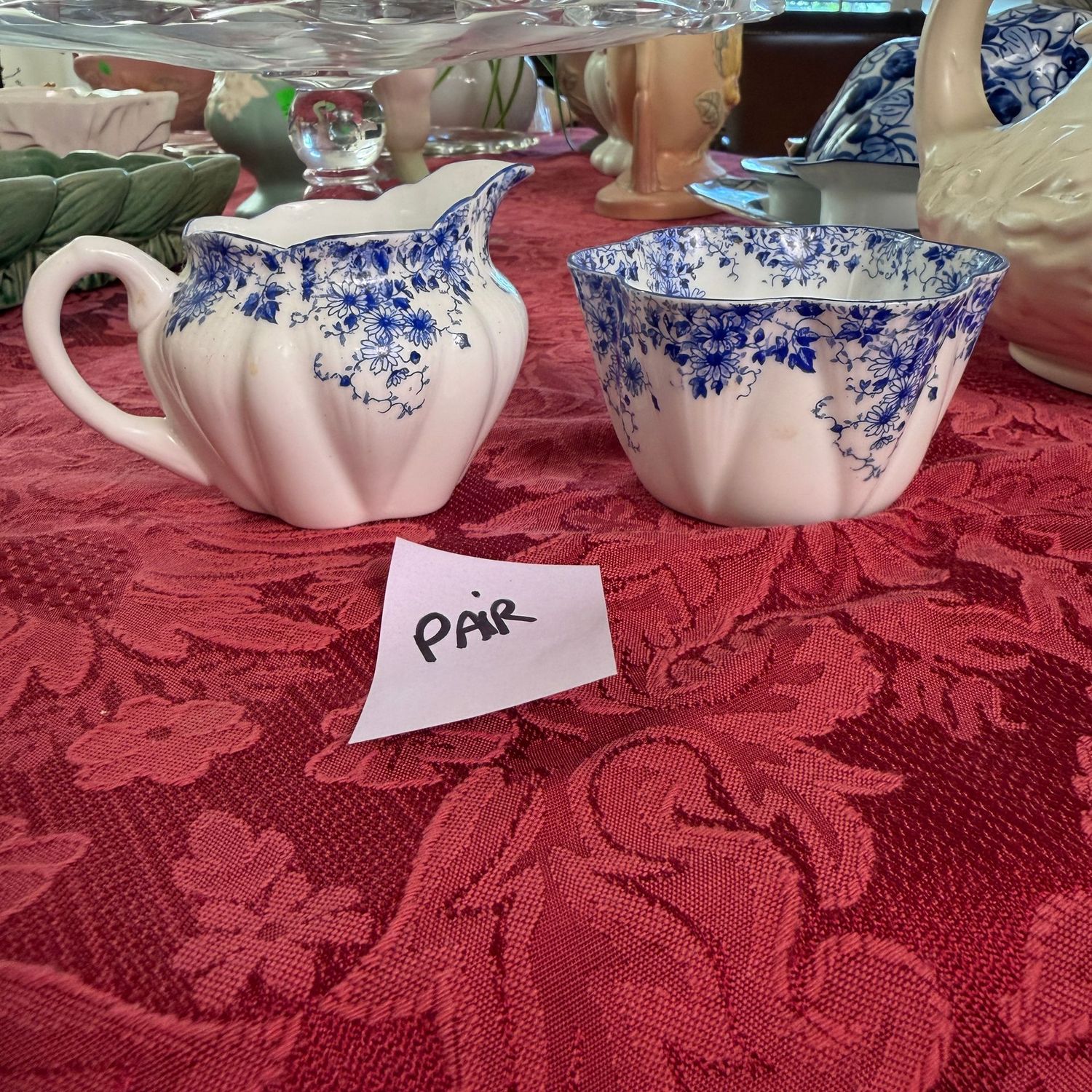 Lot #169, Shelley Dainty Blue pattern fine porcelain sugar and creamer