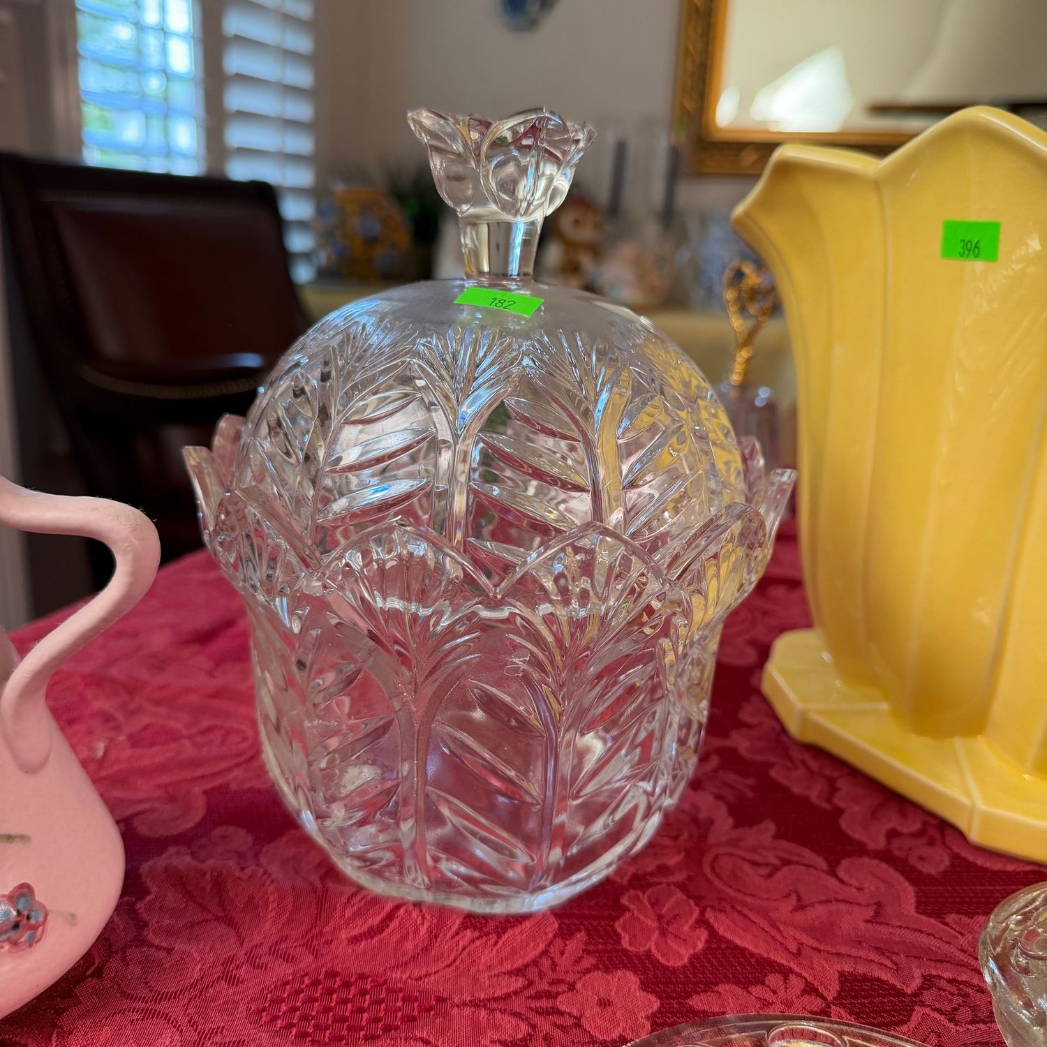 Lot #182, tall Portico covered candy dish, 8.5"