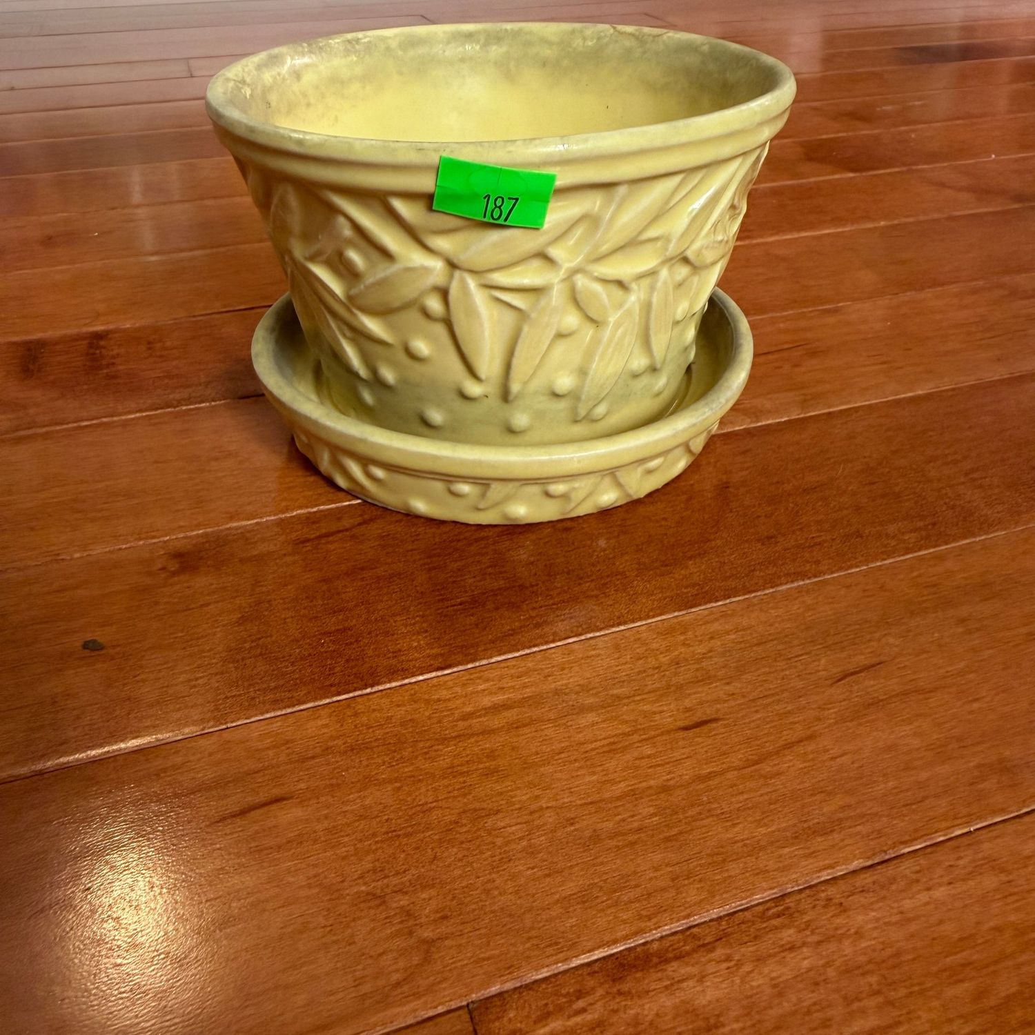 Lot #187, McCoy yellow leaf and berry planter, 3 Lot #187, McCoy yellow leaf and berry planter, 3"