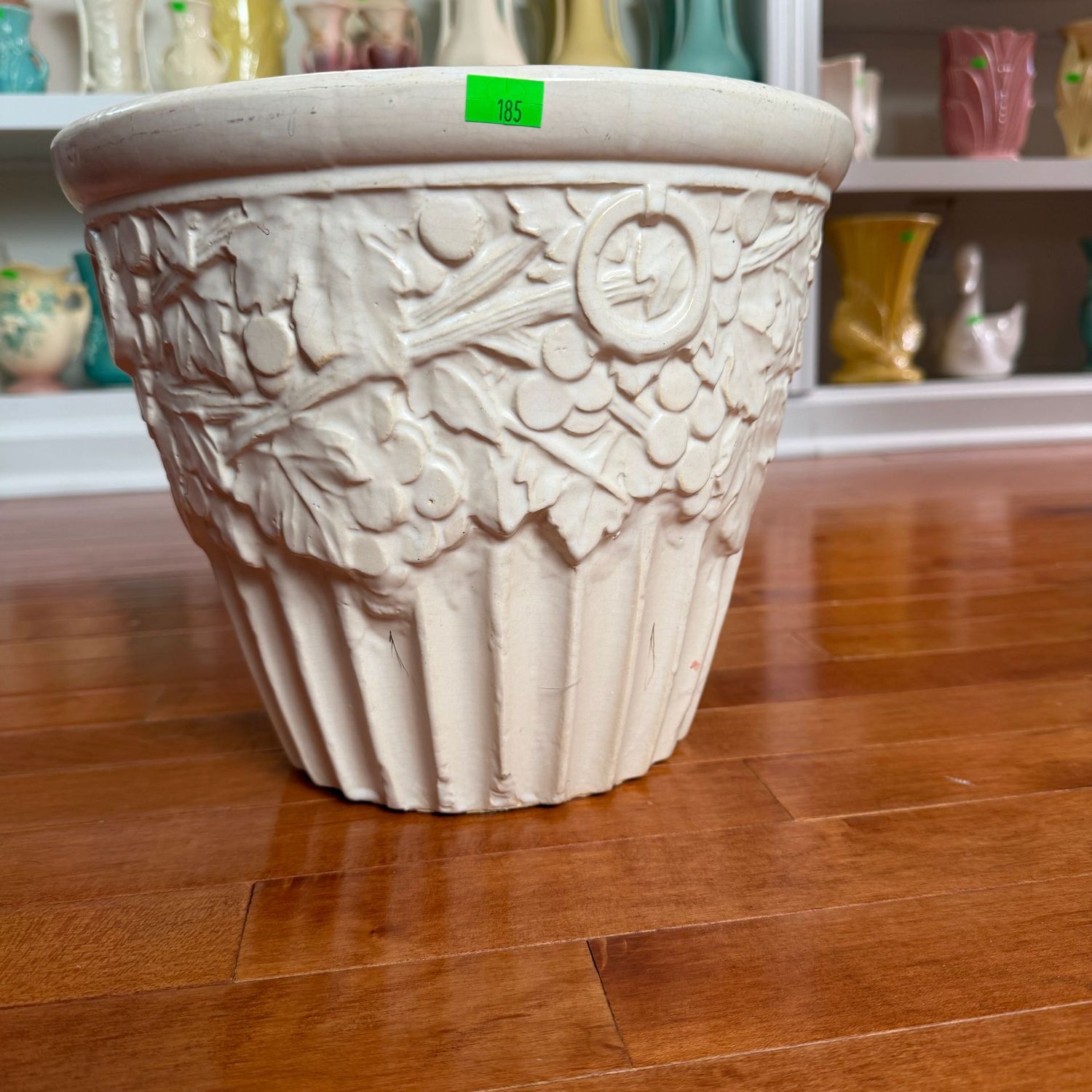 Lot #185, large Nelson McCoy grapes planter, 9"H